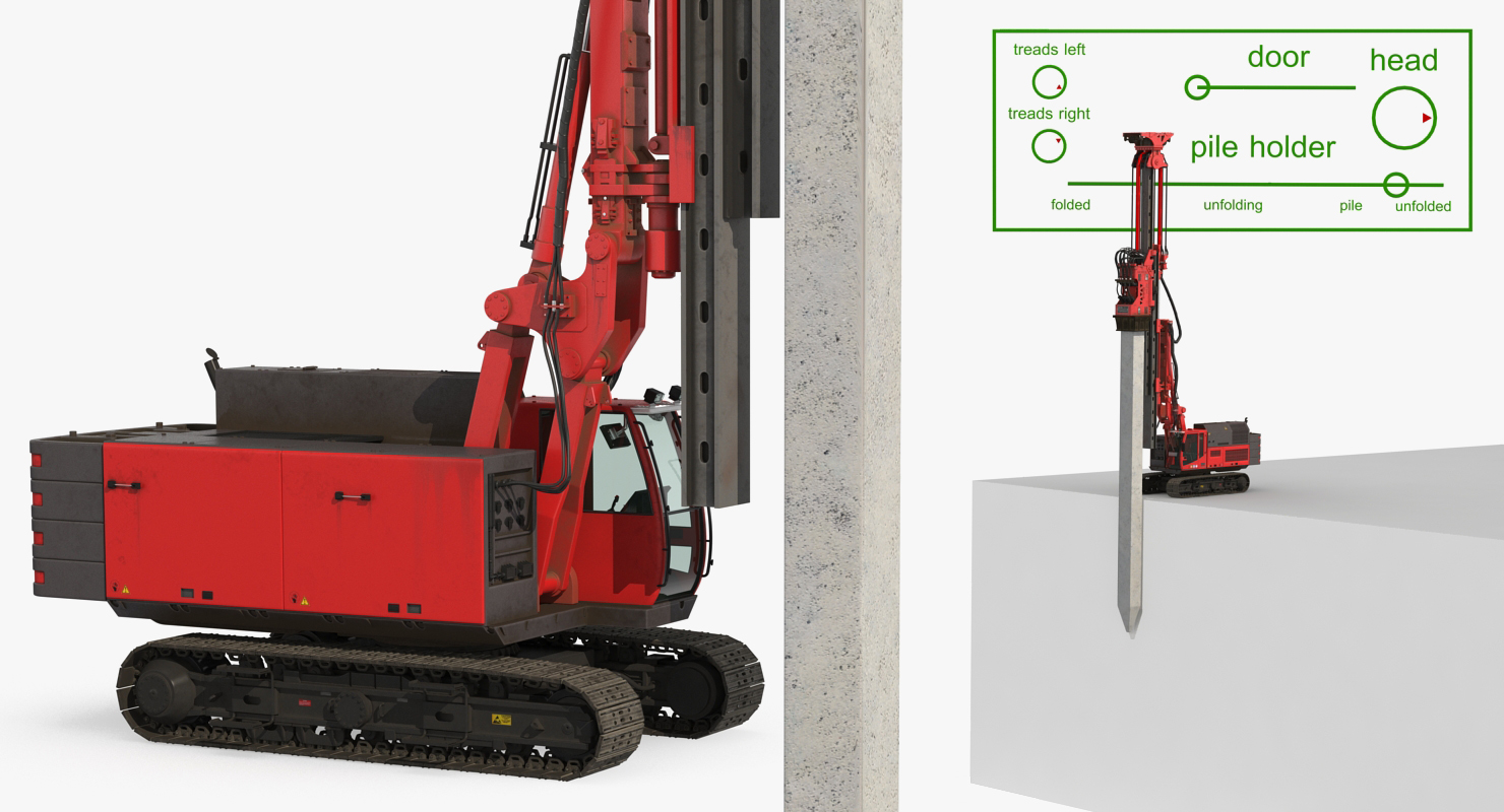 Hydraulics Pile Driver Generic Rigged 3D