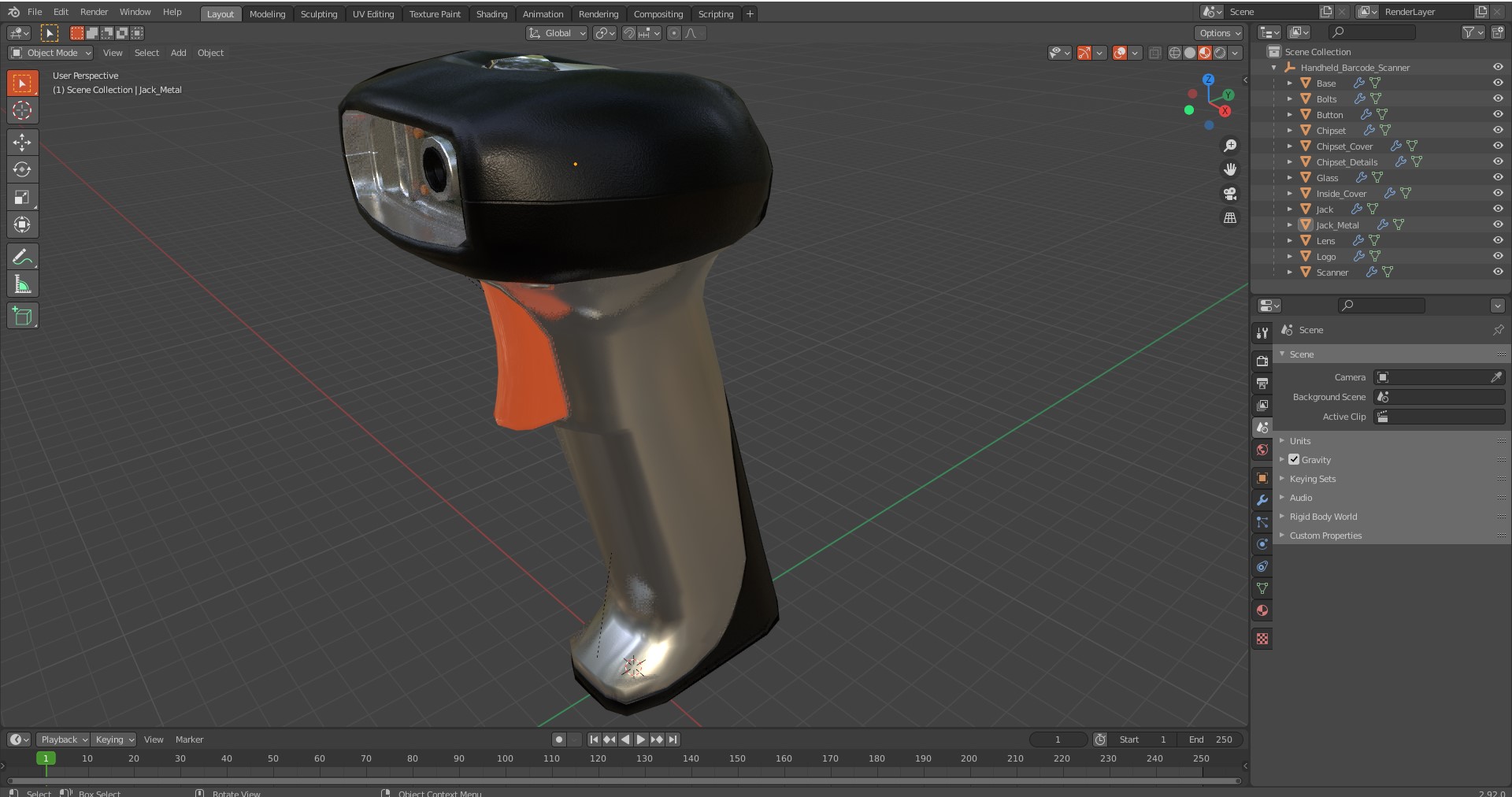 Handheld Barcode Scanner 3D model