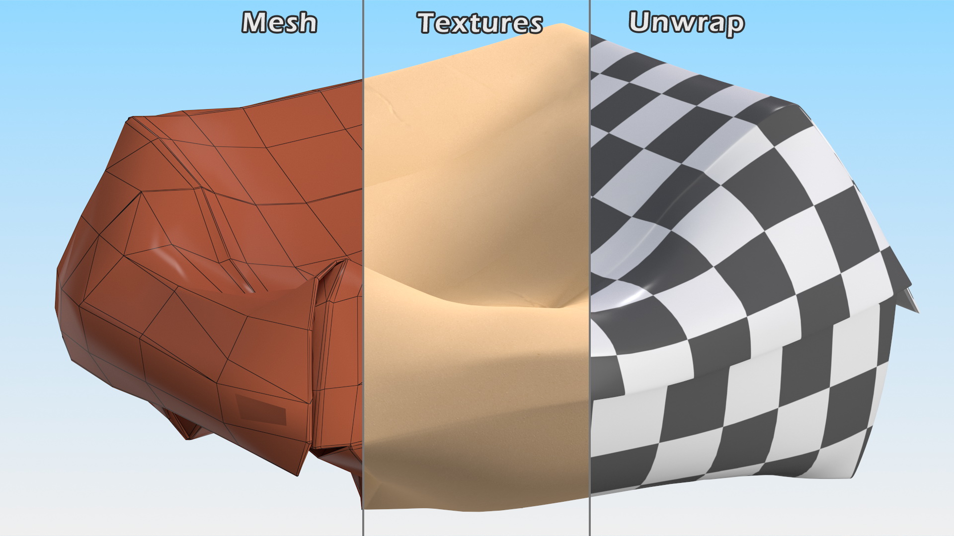 3D Crumpled Burger Box Brown Paper