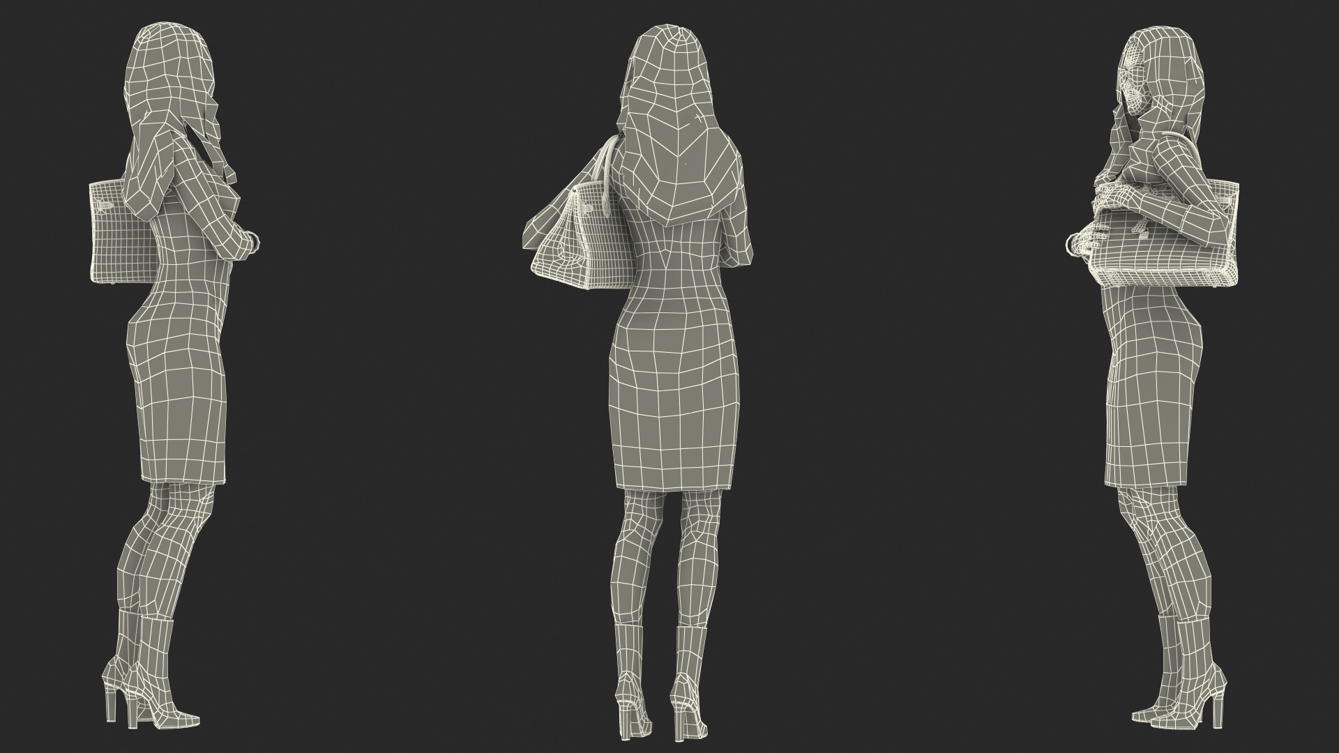 Chinese Woman with Hermes Birkin Bag Ostrich 3D model