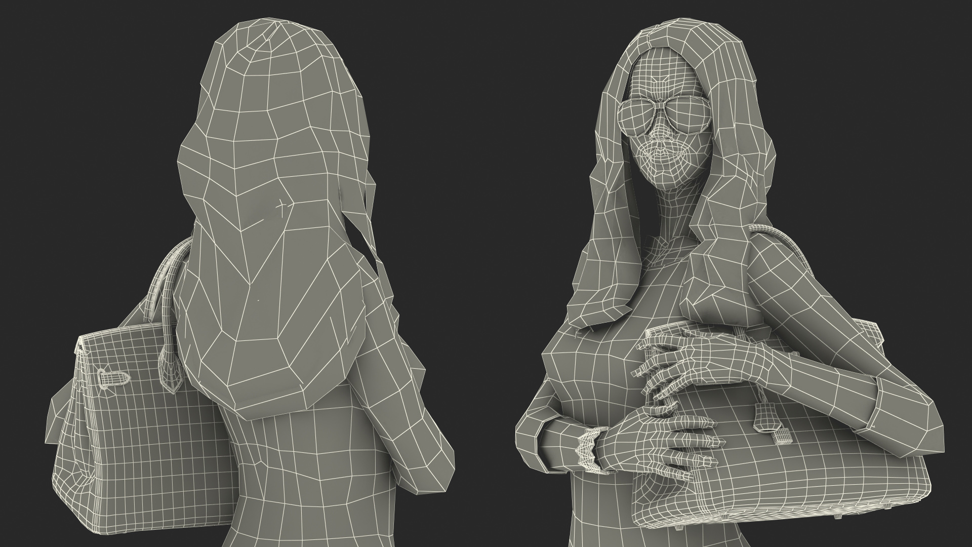 Chinese Woman with Hermes Birkin Bag Ostrich 3D model