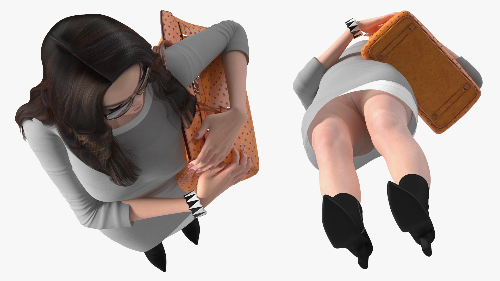 Chinese Woman with Hermes Birkin Bag Ostrich 3D model