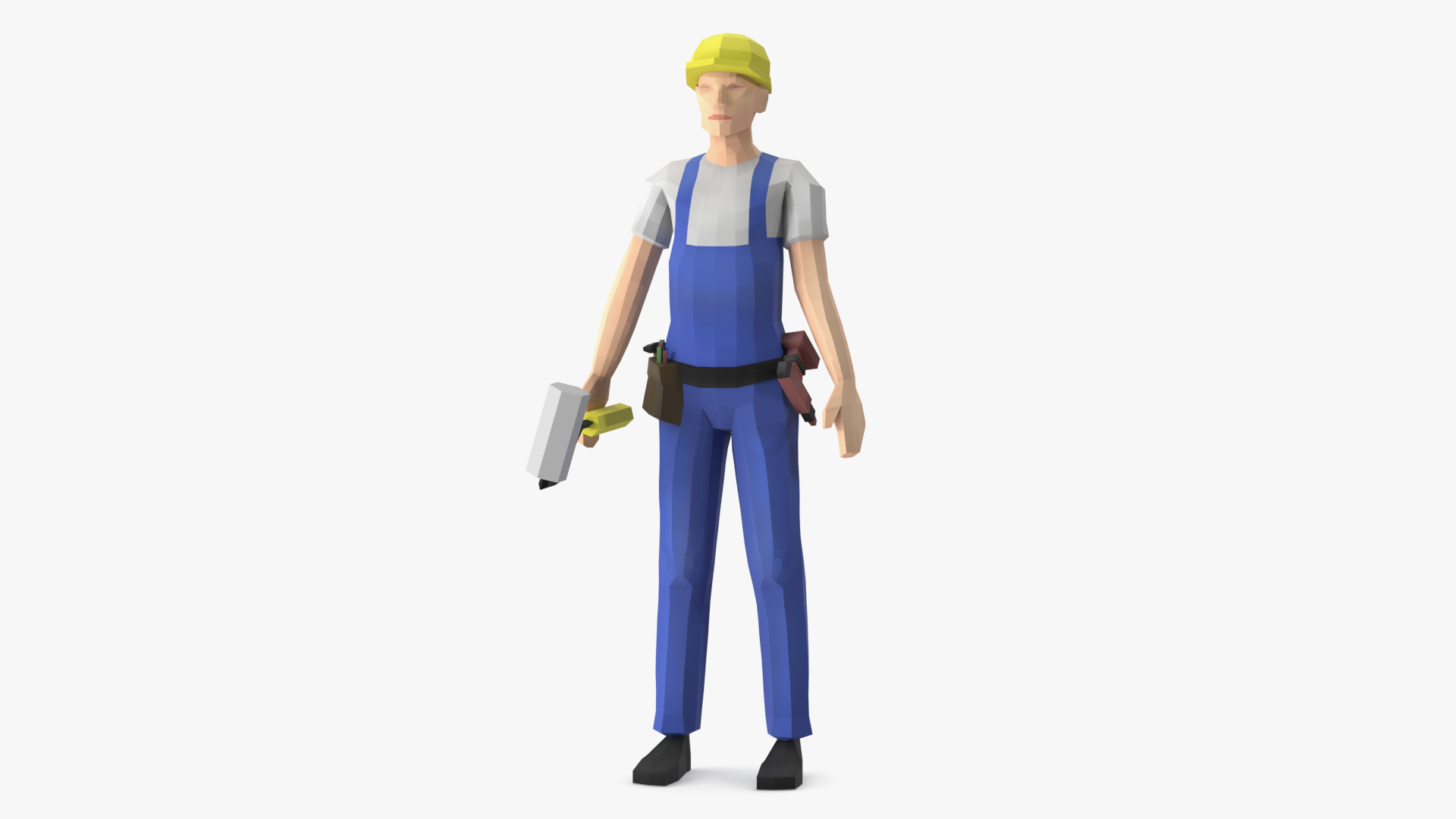 3D Low Poly Construction Worker model