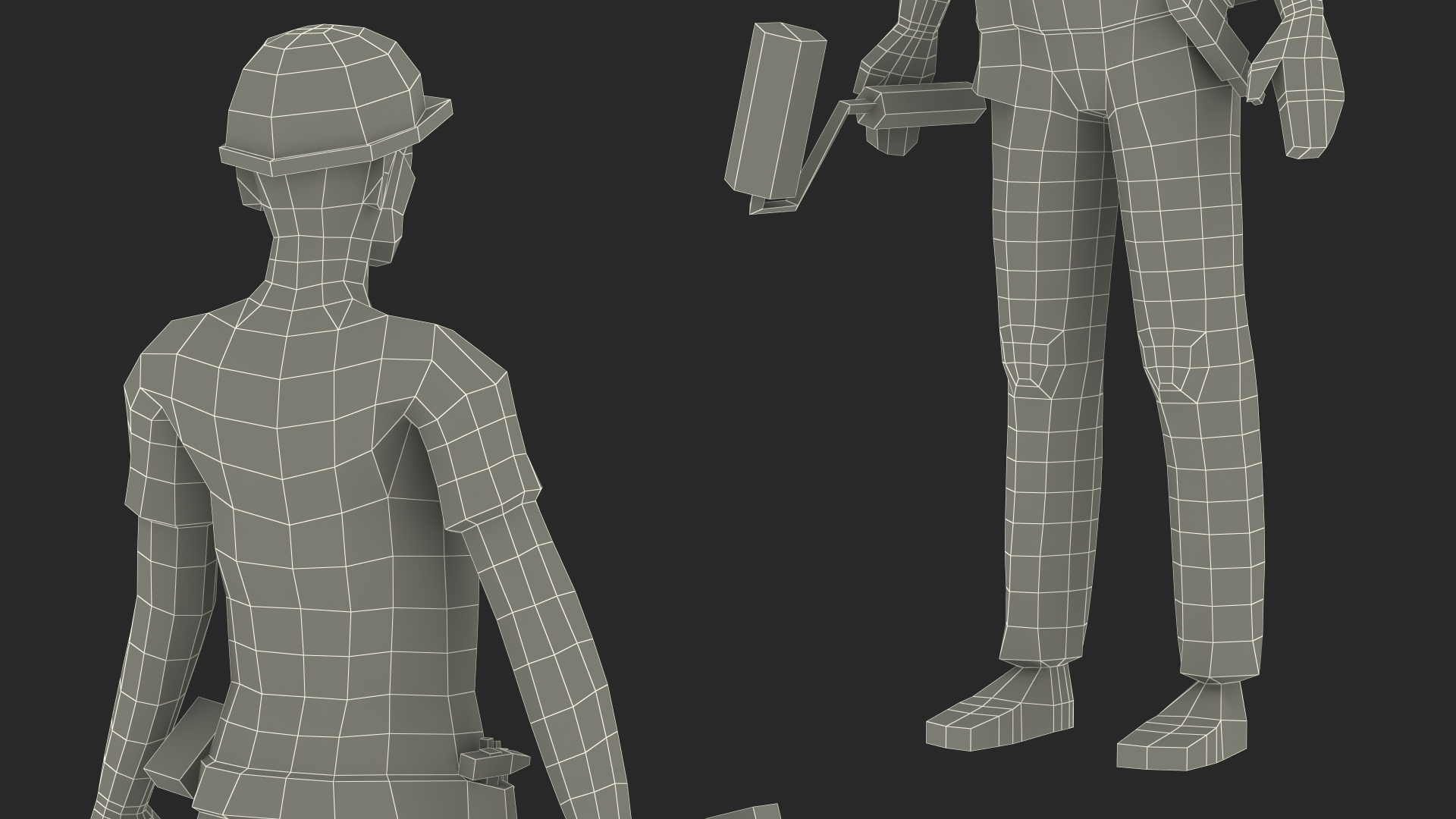 3D Low Poly Construction Worker model