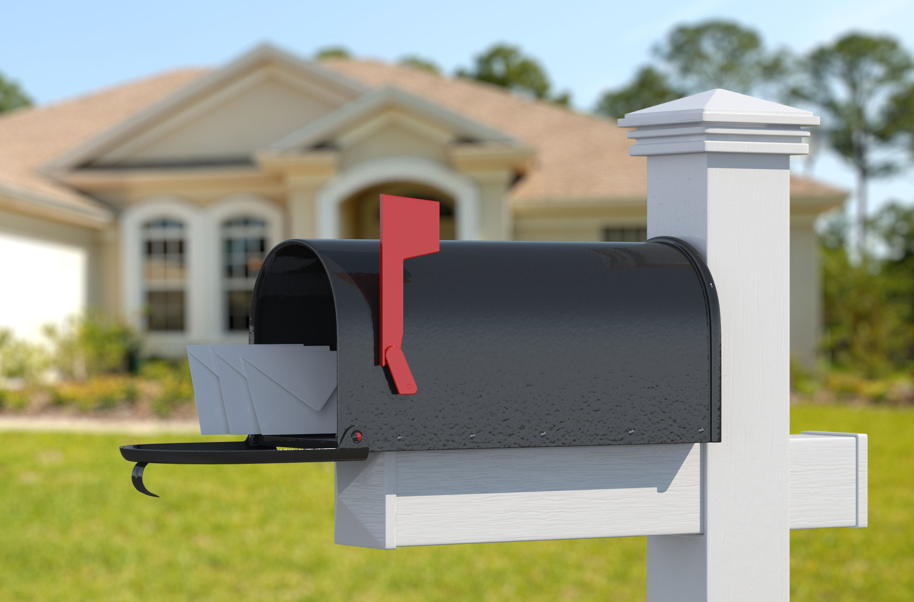 Personal Mailbox with Envelopes 3D Model, view 3