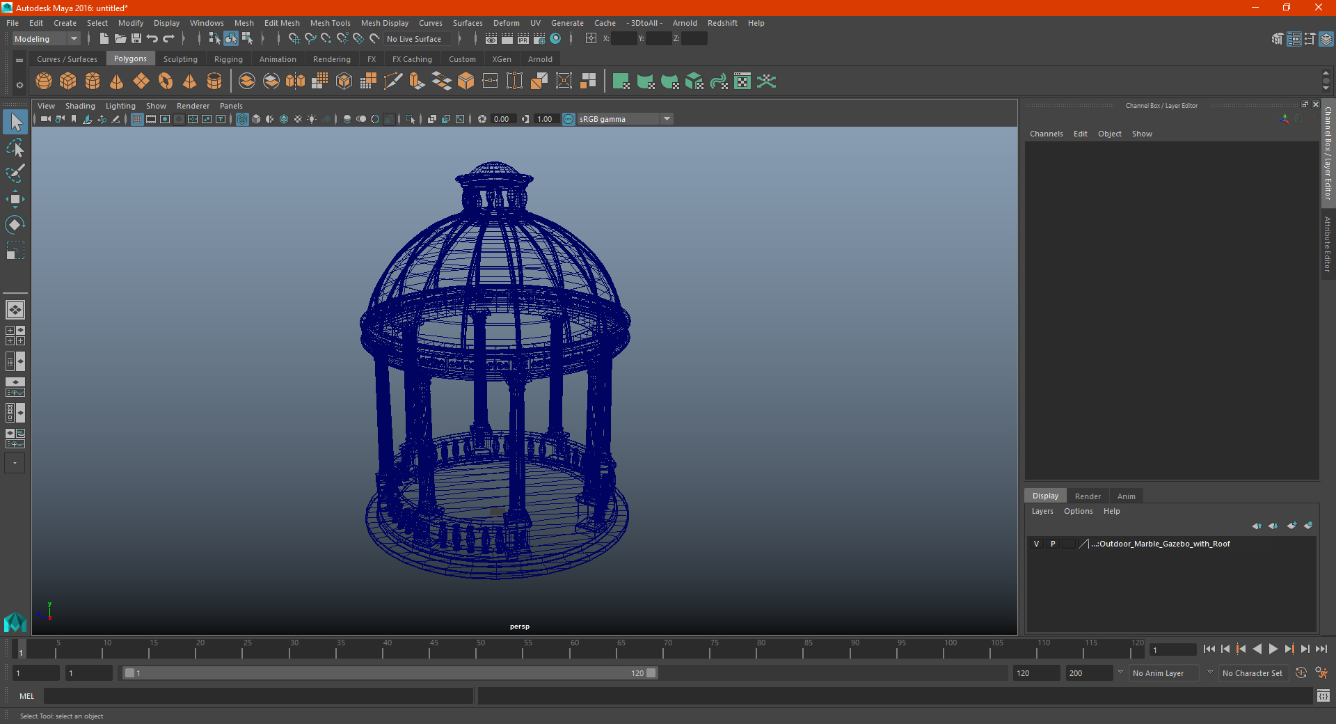 3D Outdoor Marble Gazebo with Roof