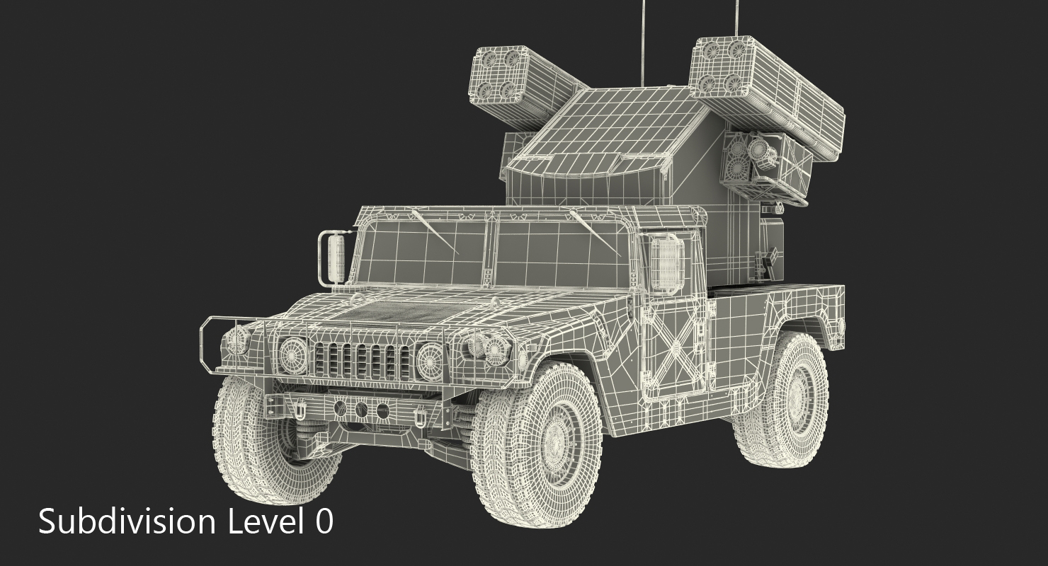 3D model HMMWV M998 Equipped with Avenger Simple Interior Desert