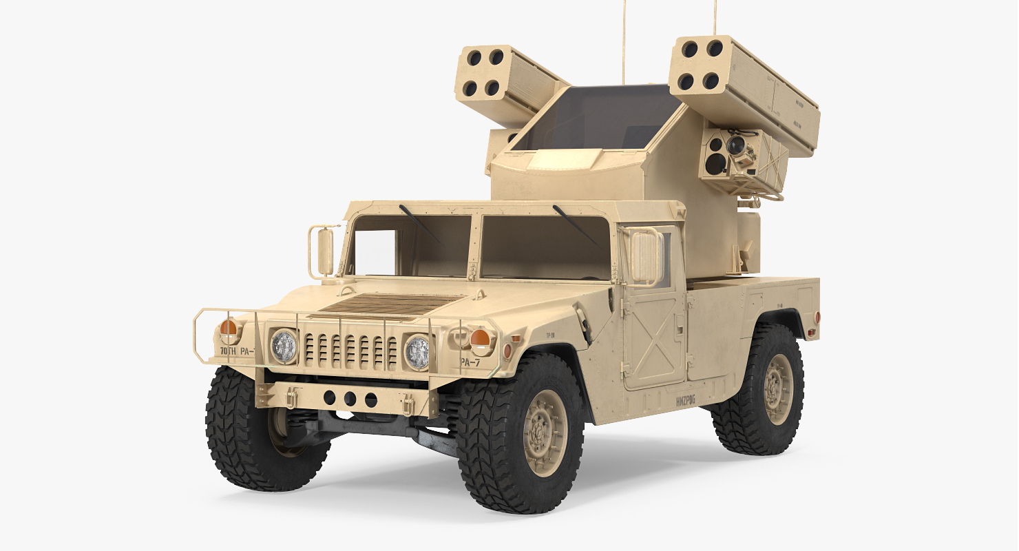 3D model HMMWV M998 Equipped with Avenger Simple Interior Desert