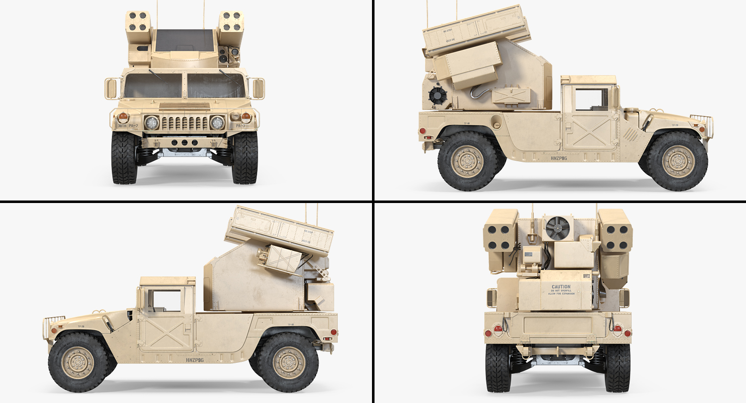 3D model HMMWV M998 Equipped with Avenger Simple Interior Desert