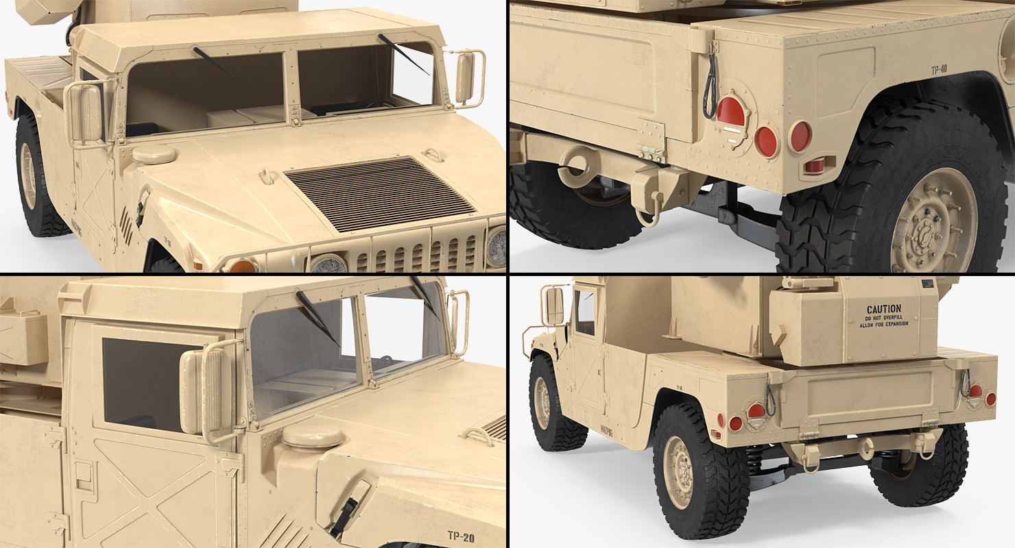 3D model HMMWV M998 Equipped with Avenger Simple Interior Desert