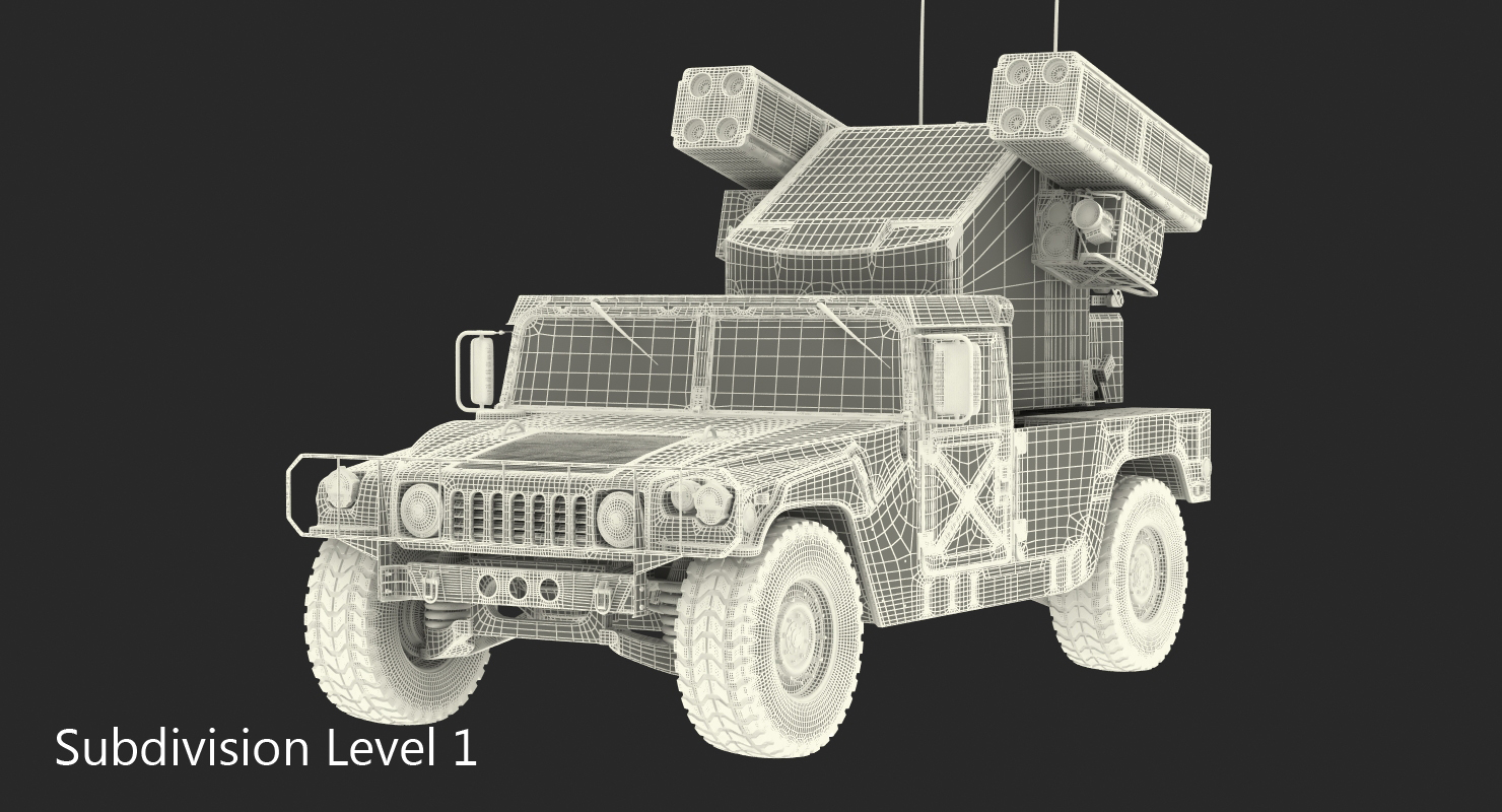 3D model HMMWV M998 Equipped with Avenger Simple Interior Desert