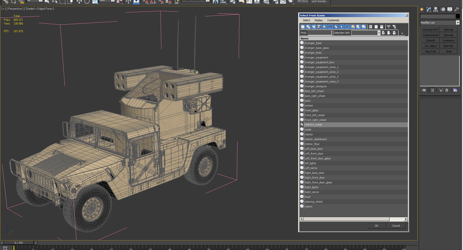 3D model HMMWV M998 Equipped with Avenger Simple Interior Desert