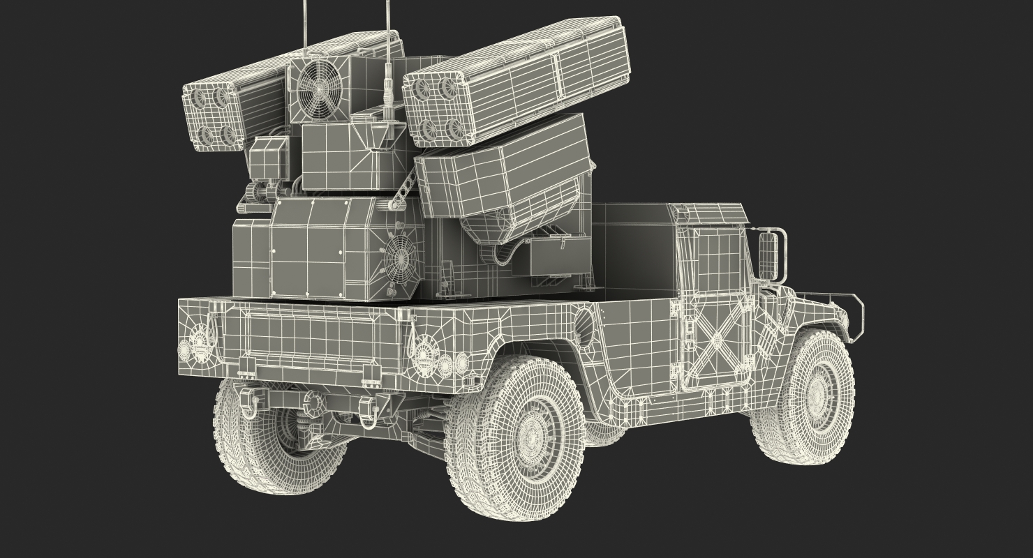3D model HMMWV M998 Equipped with Avenger Simple Interior Desert