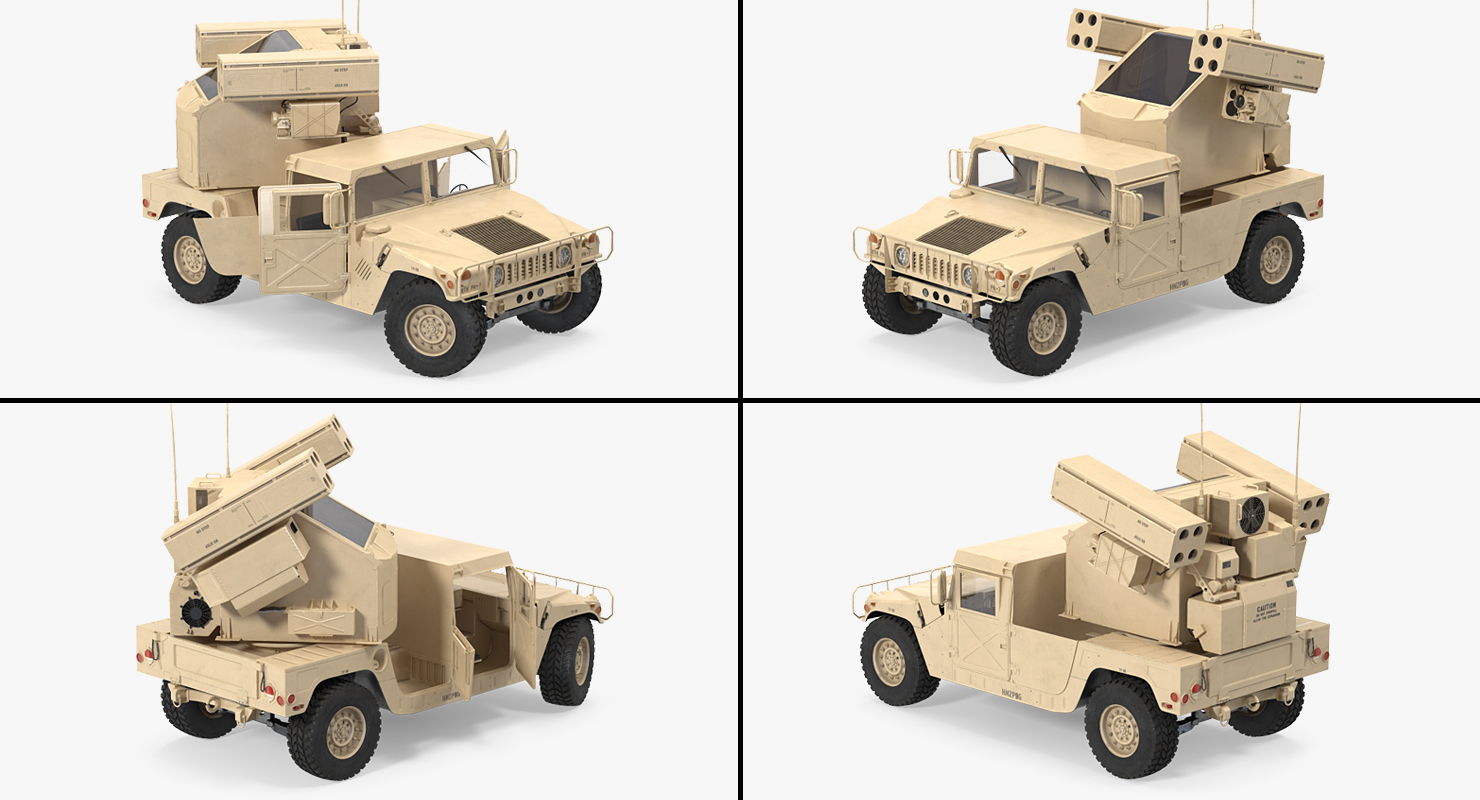 3D model HMMWV M998 Equipped with Avenger Simple Interior Desert