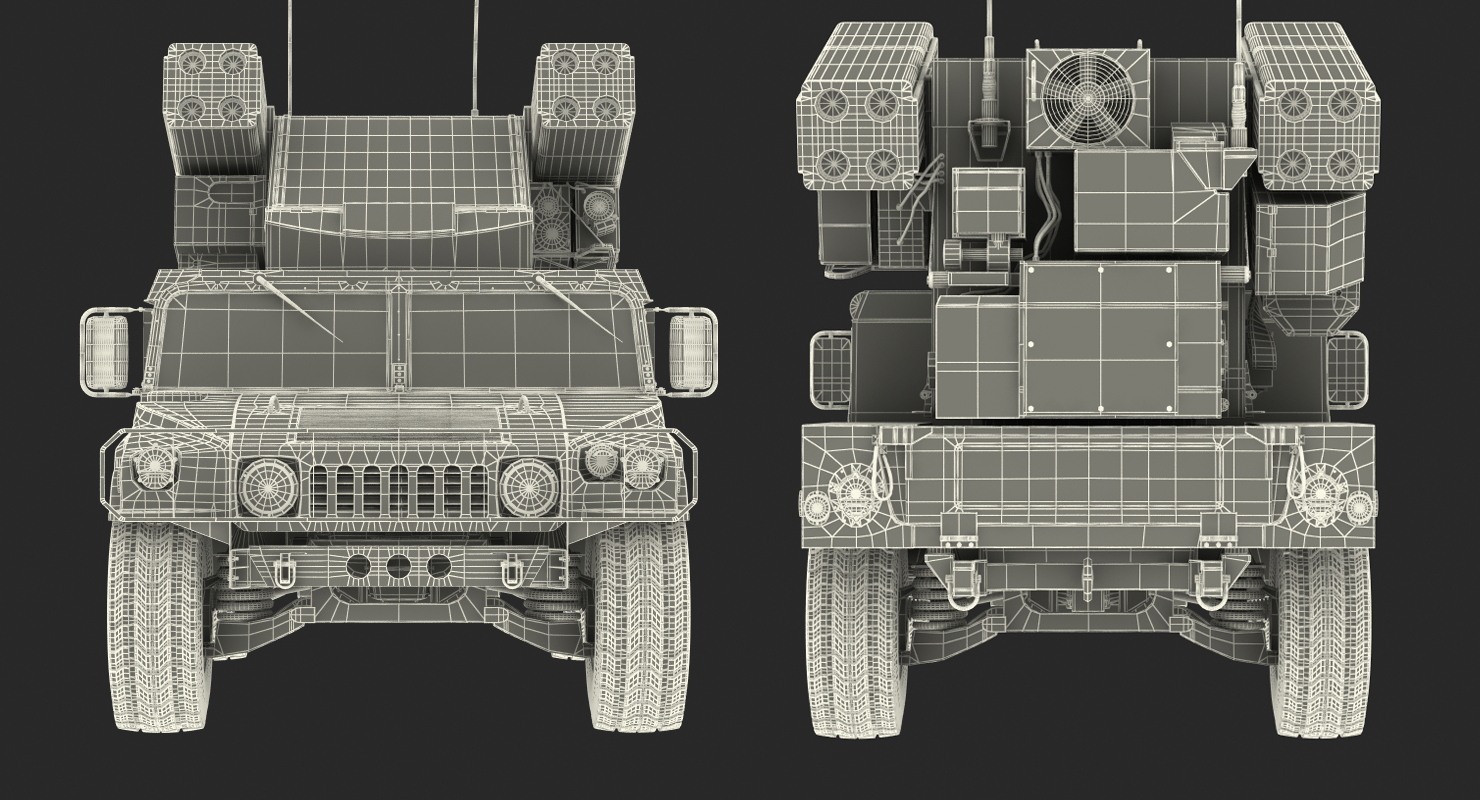 3D model HMMWV M998 Equipped with Avenger Simple Interior Desert