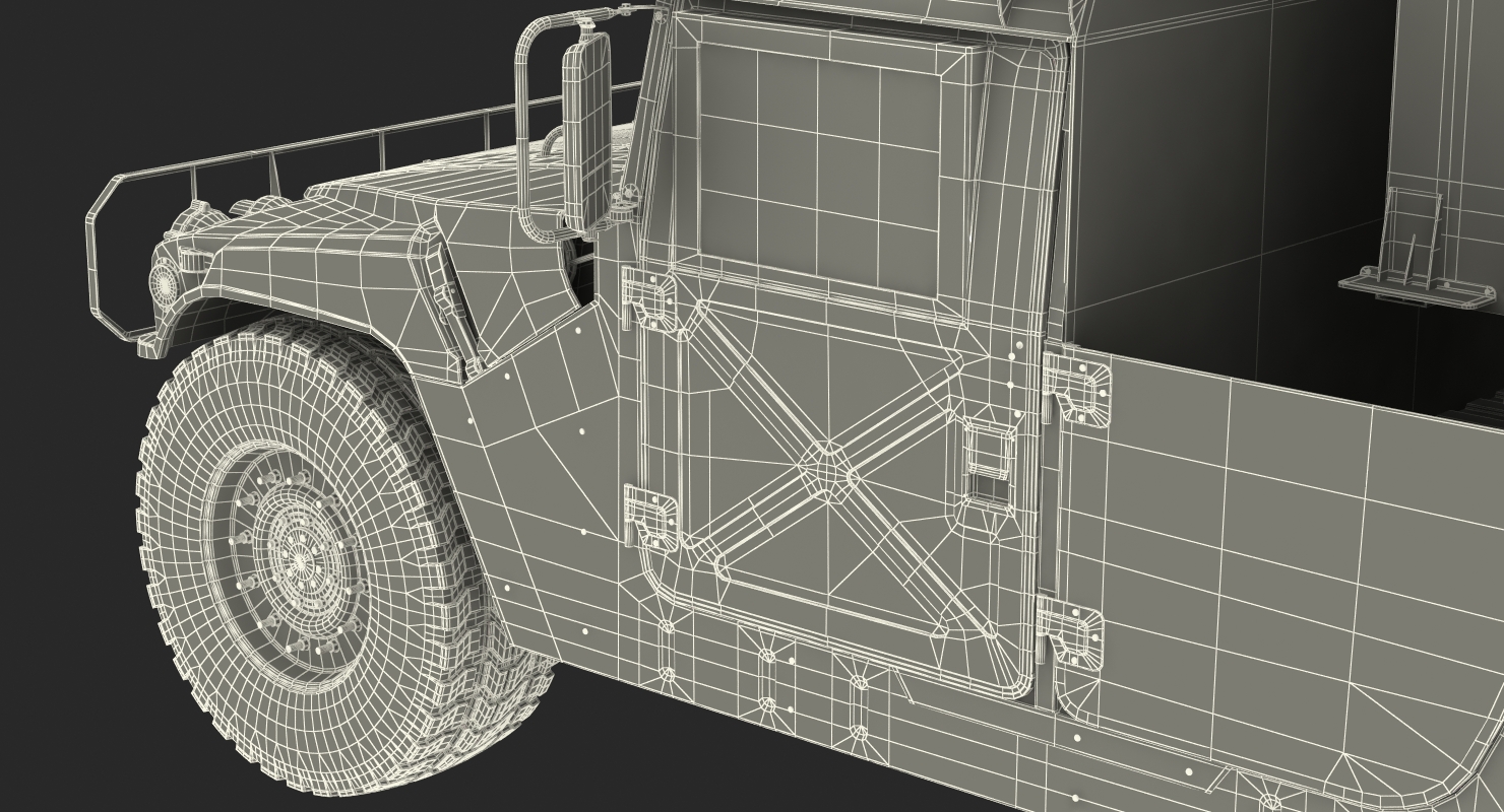 3D model HMMWV M998 Equipped with Avenger Simple Interior Desert