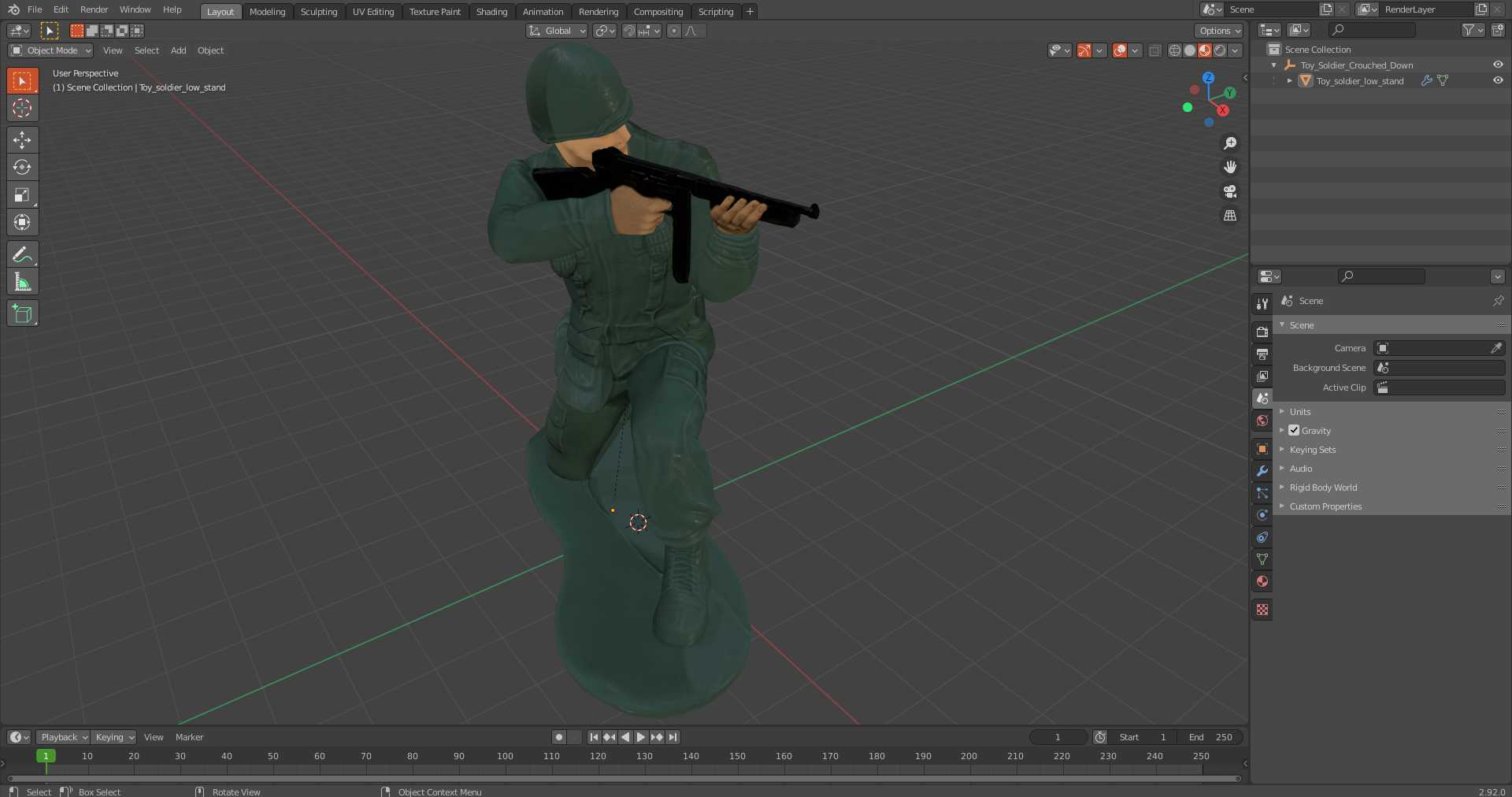 3D model Toy Soldier Crouched Down