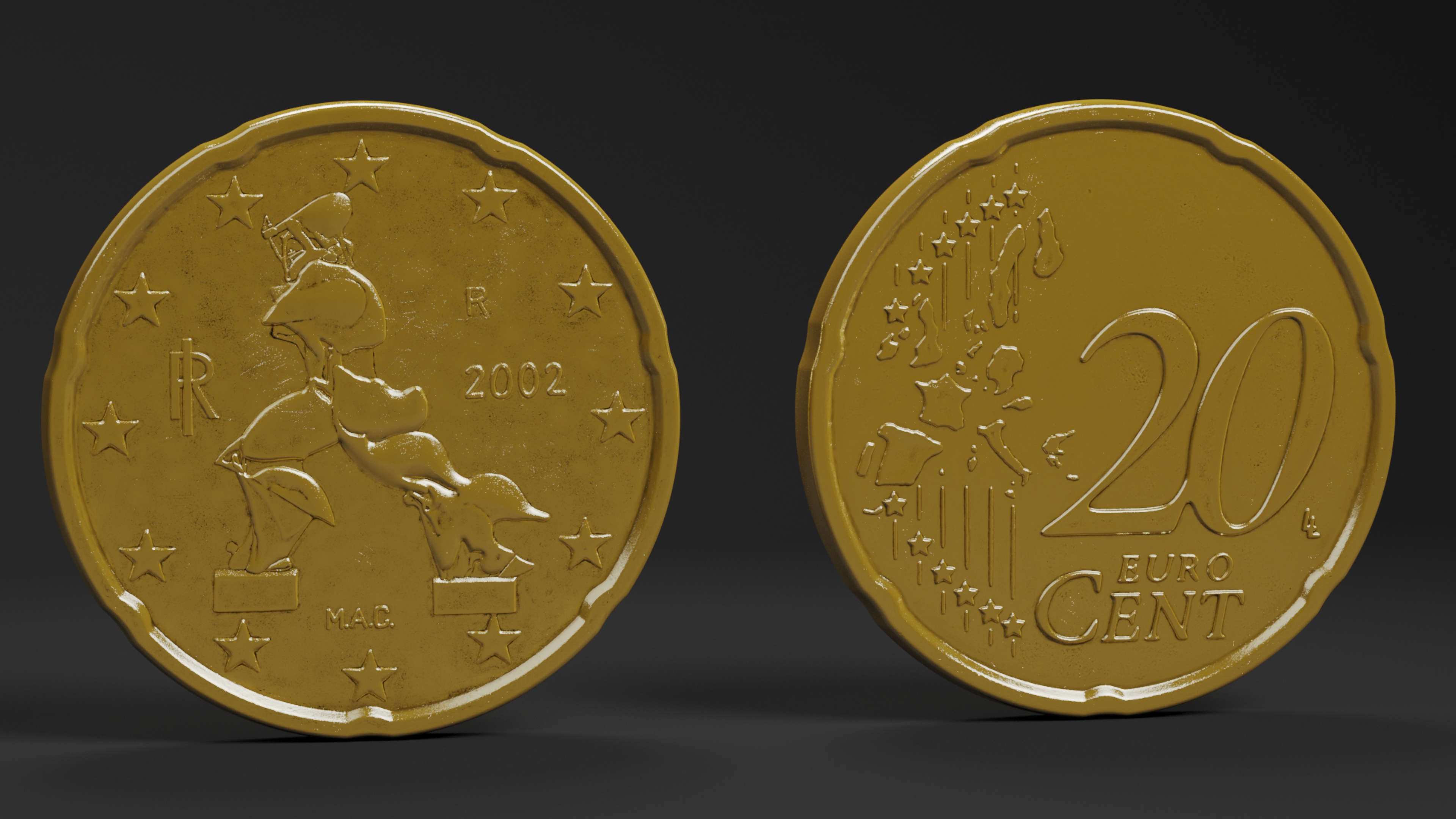 3D 20 Euro Cent Italy model
