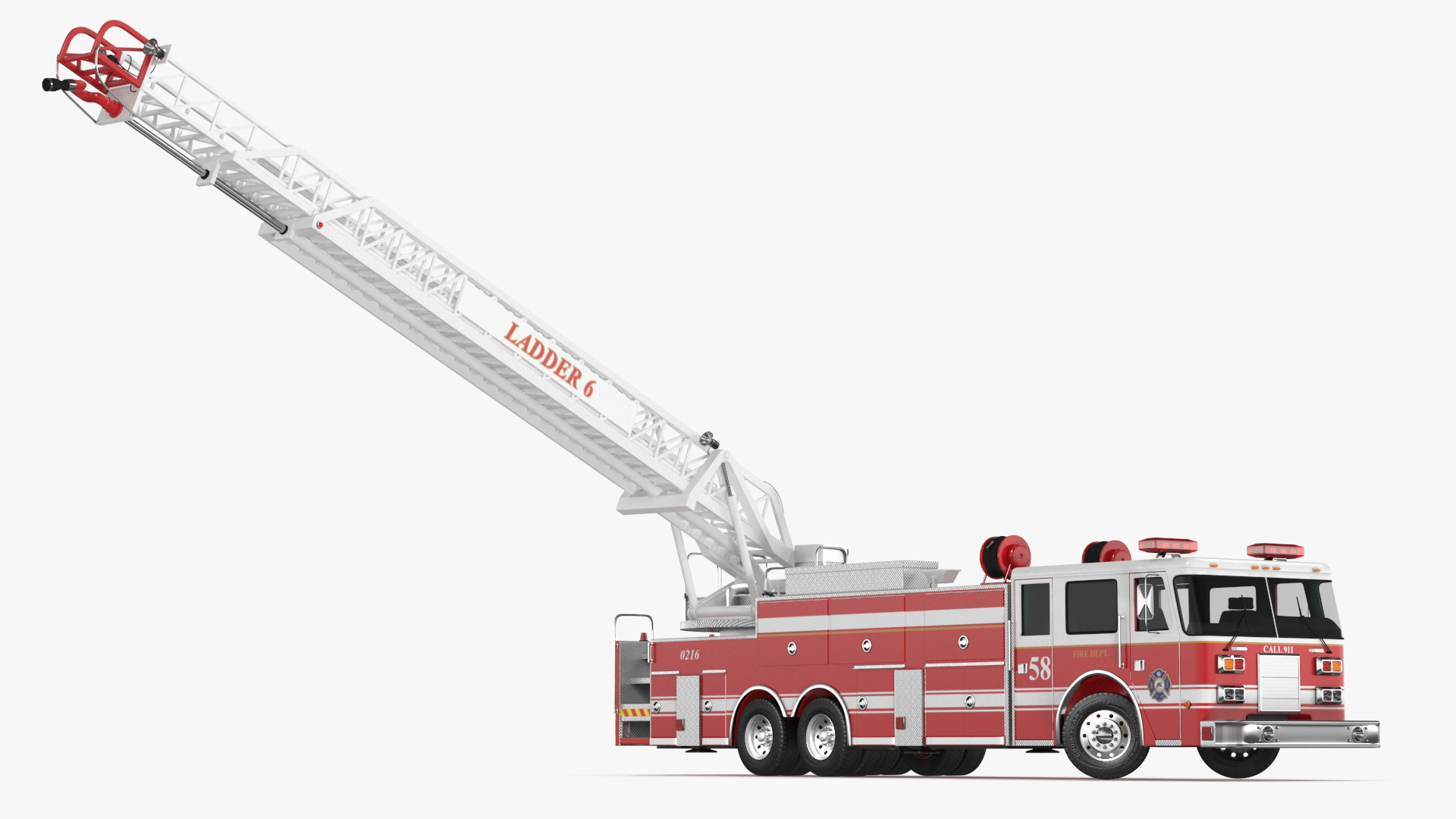 Rear Mount Ladder Fire Truck Rigged for Cinema 4D 3D model