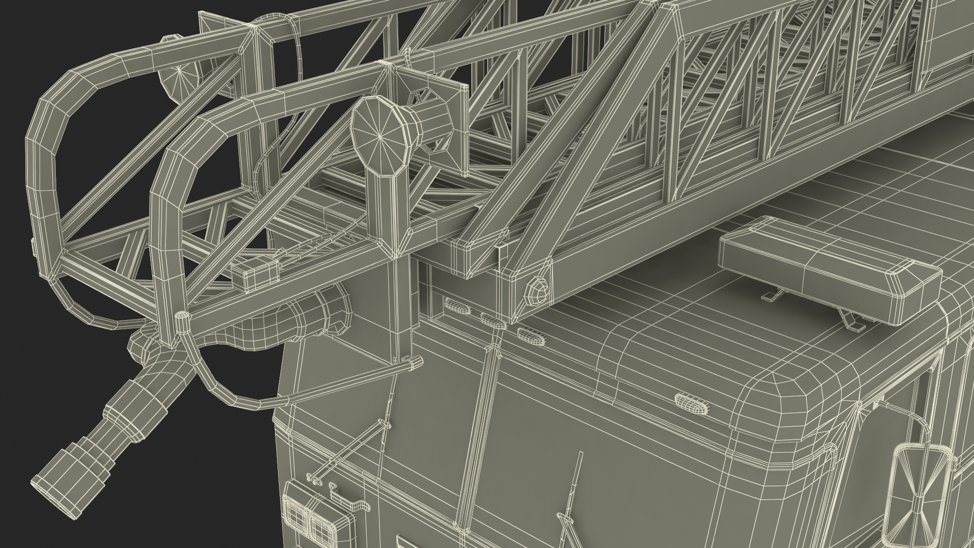 Rear Mount Ladder Fire Truck Rigged for Cinema 4D 3D model