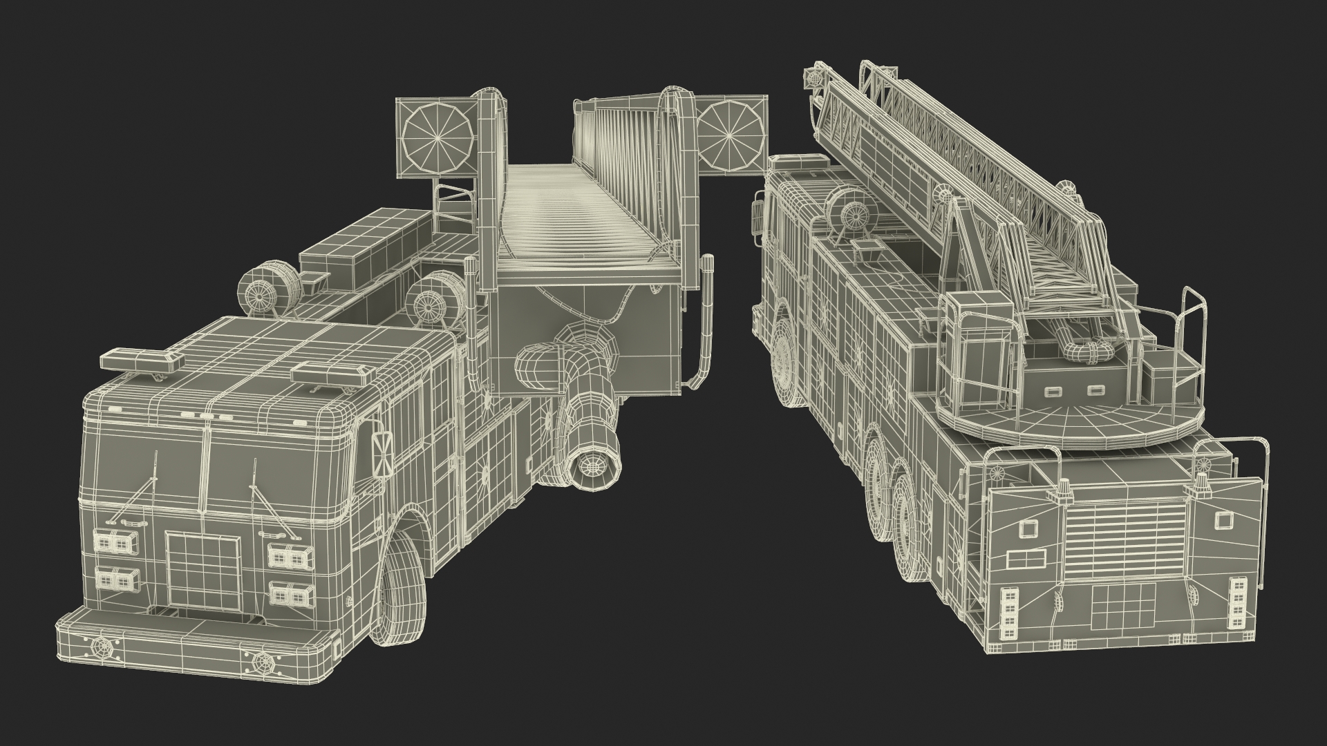Rear Mount Ladder Fire Truck Rigged for Cinema 4D 3D model