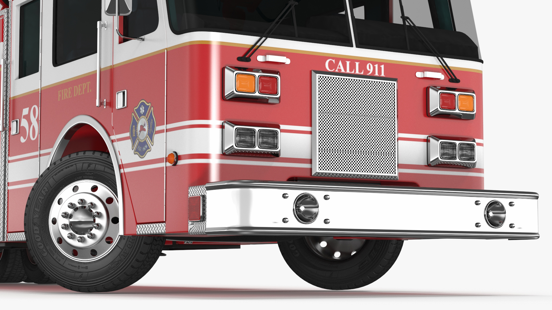Rear Mount Ladder Fire Truck Rigged for Cinema 4D 3D model