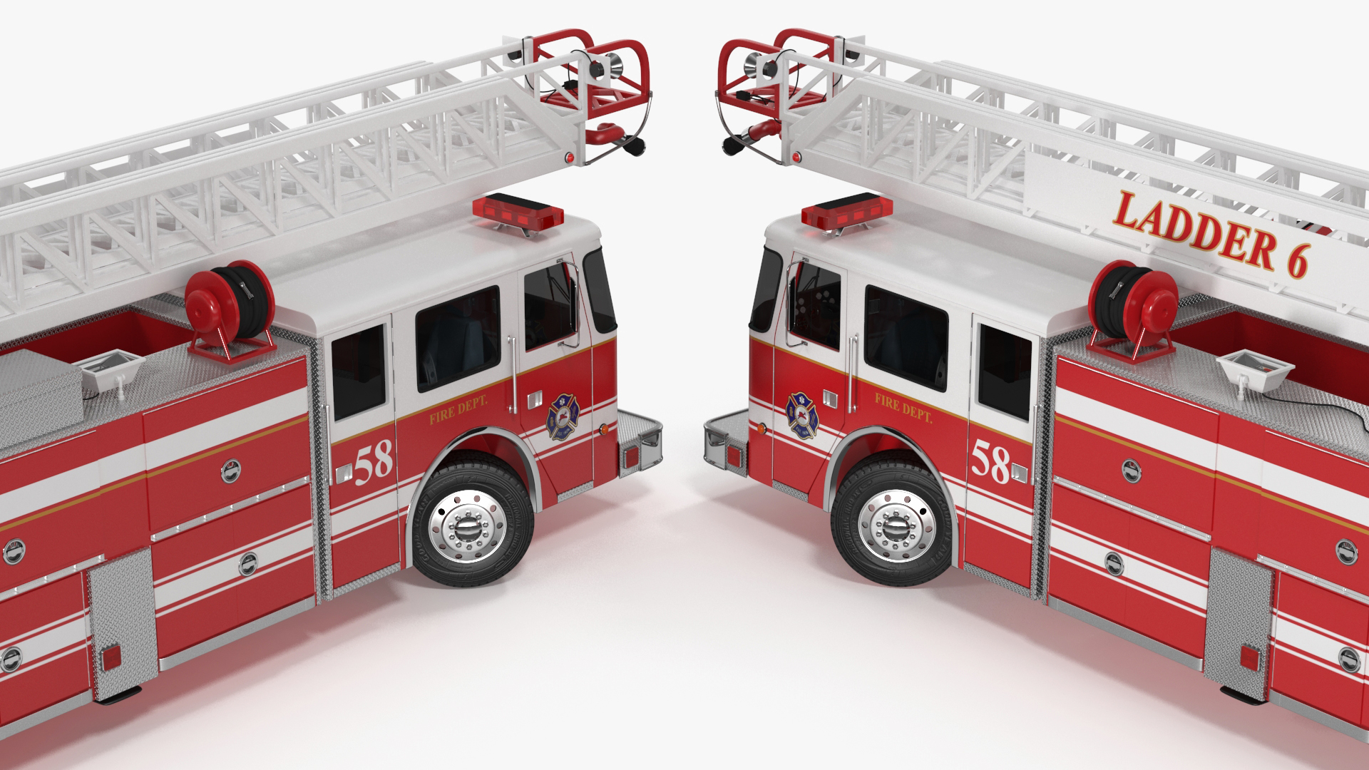 Rear Mount Ladder Fire Truck Rigged for Cinema 4D 3D model