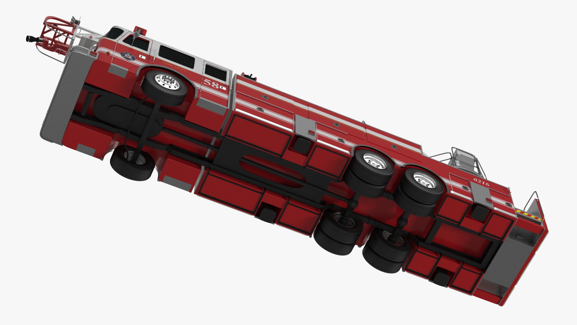 Rear Mount Ladder Fire Truck Rigged for Cinema 4D 3D model