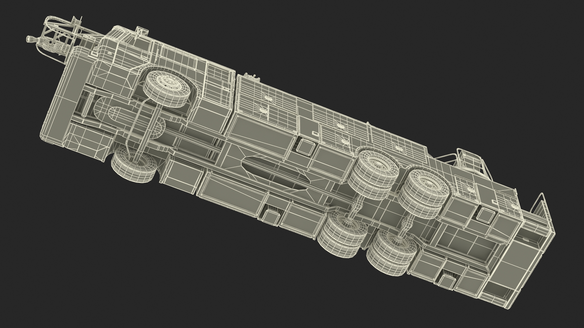 Rear Mount Ladder Fire Truck Rigged for Cinema 4D 3D model