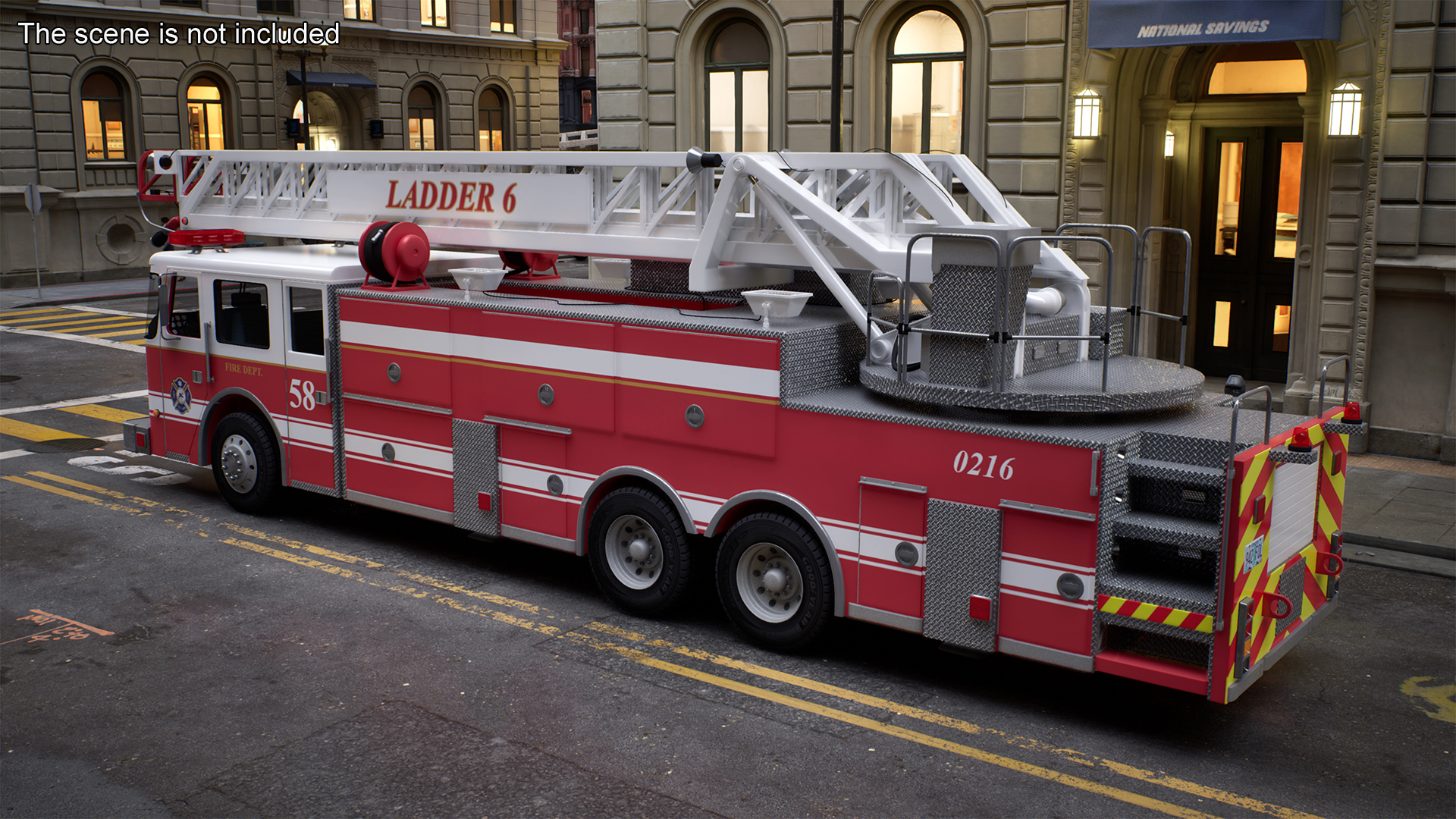 Rear Mount Ladder Fire Truck Rigged for Cinema 4D 3D model