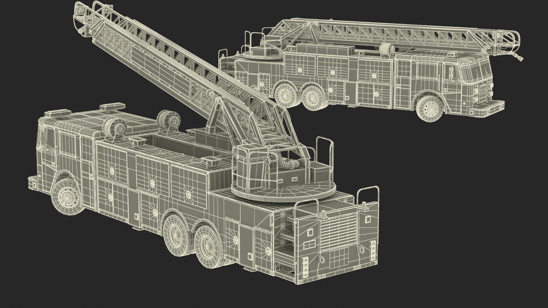 Rear Mount Ladder Fire Truck Rigged for Cinema 4D 3D model