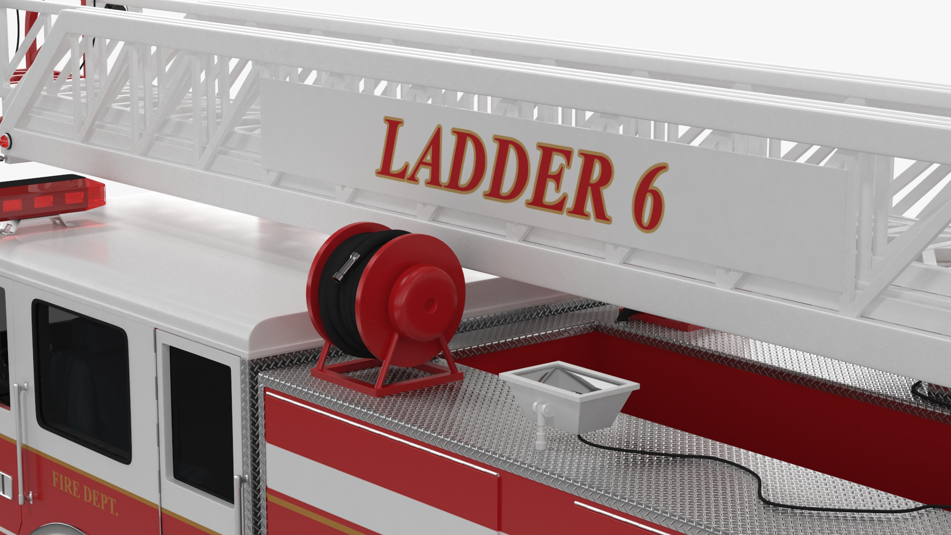 Rear Mount Ladder Fire Truck Rigged for Cinema 4D 3D model