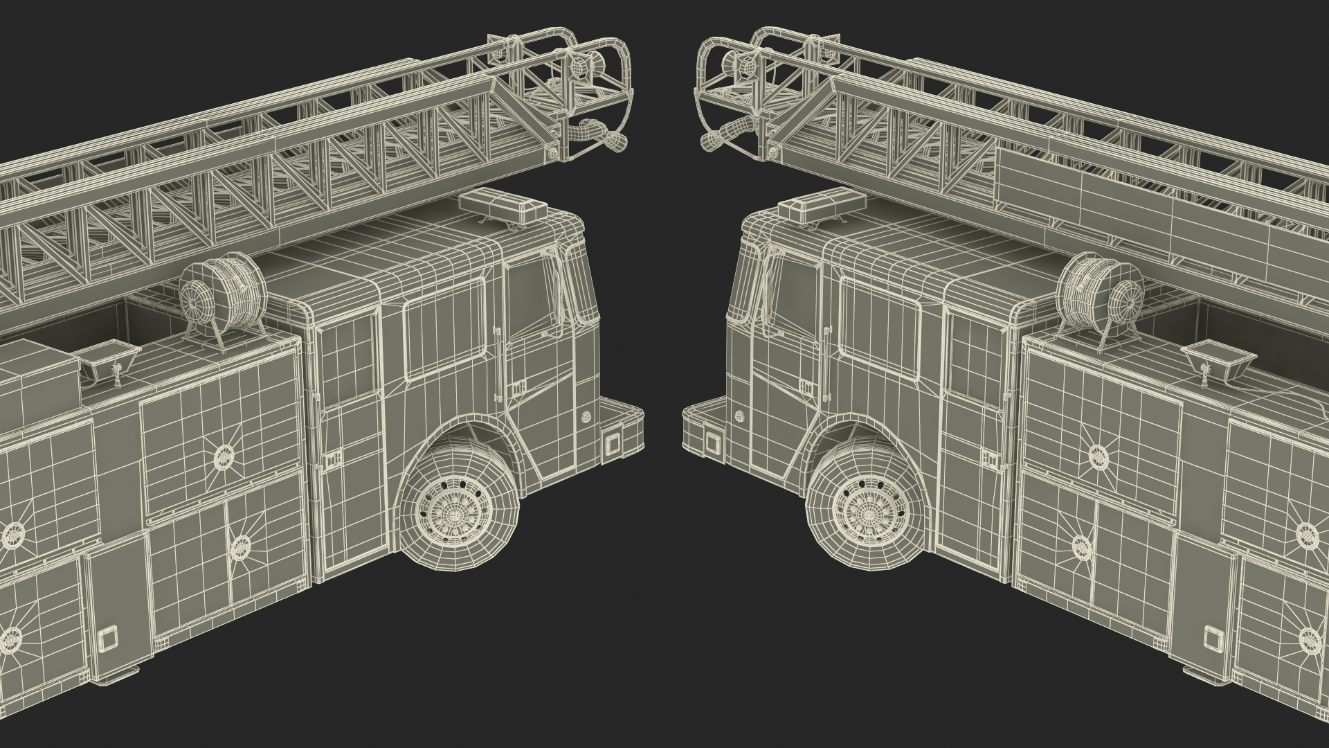 Rear Mount Ladder Fire Truck Rigged for Cinema 4D 3D model