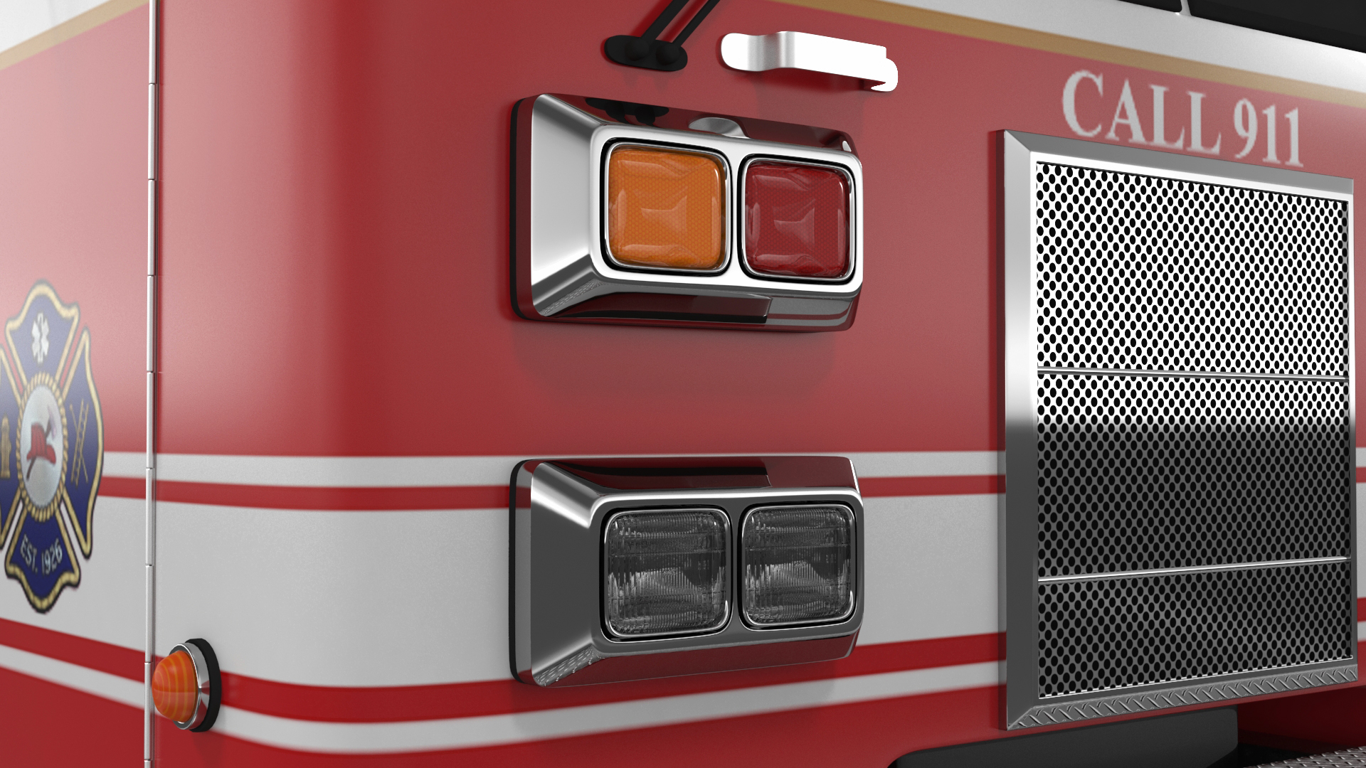 Rear Mount Ladder Fire Truck Rigged for Cinema 4D 3D model