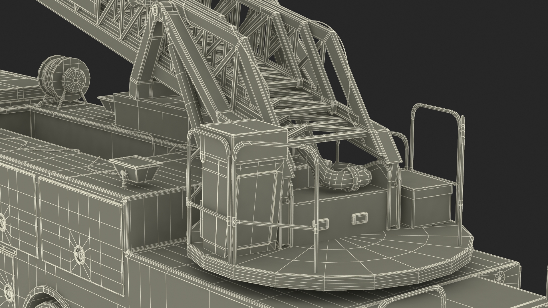 Rear Mount Ladder Fire Truck Rigged for Cinema 4D 3D model