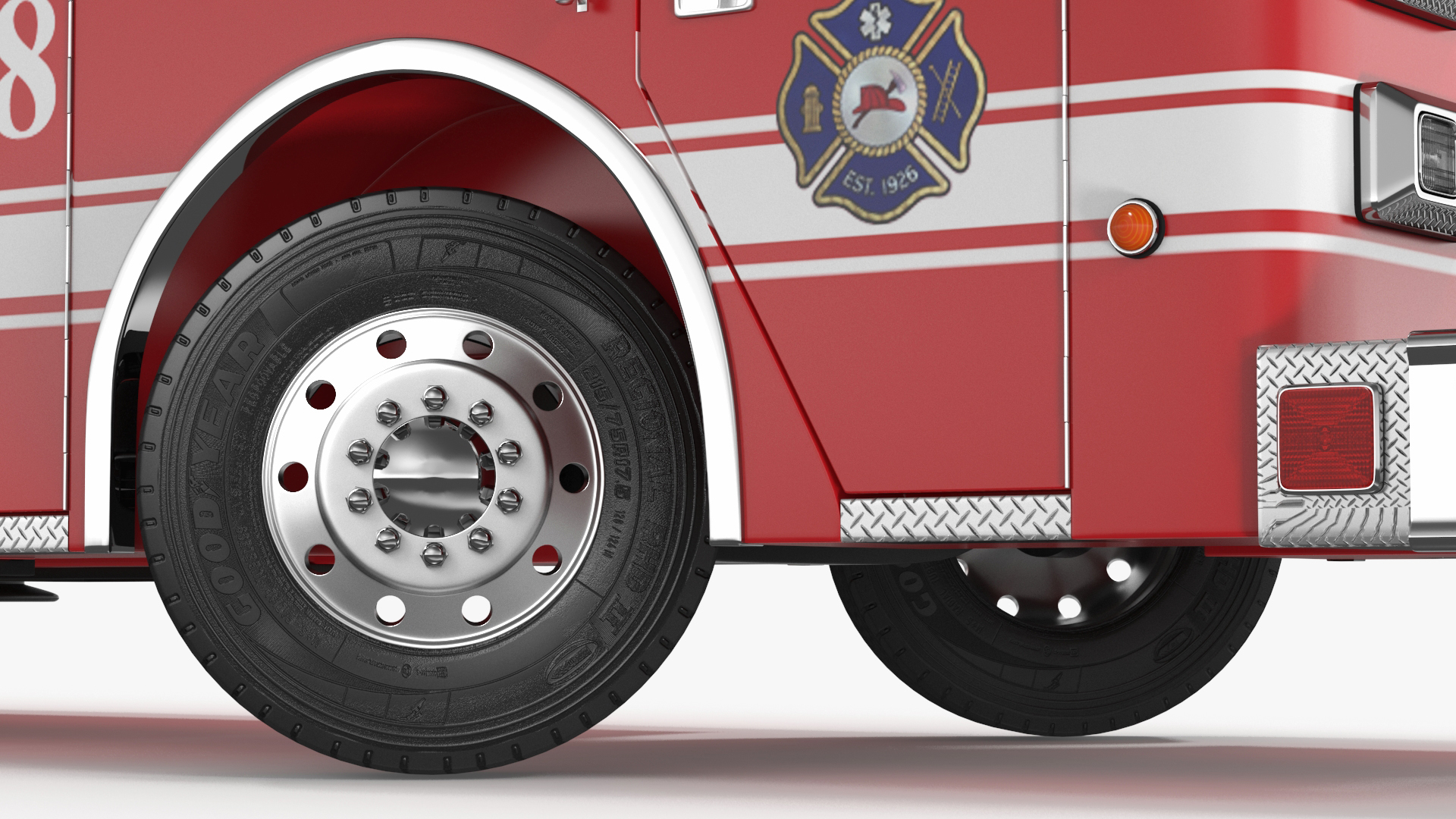 Rear Mount Ladder Fire Truck Rigged for Cinema 4D 3D model