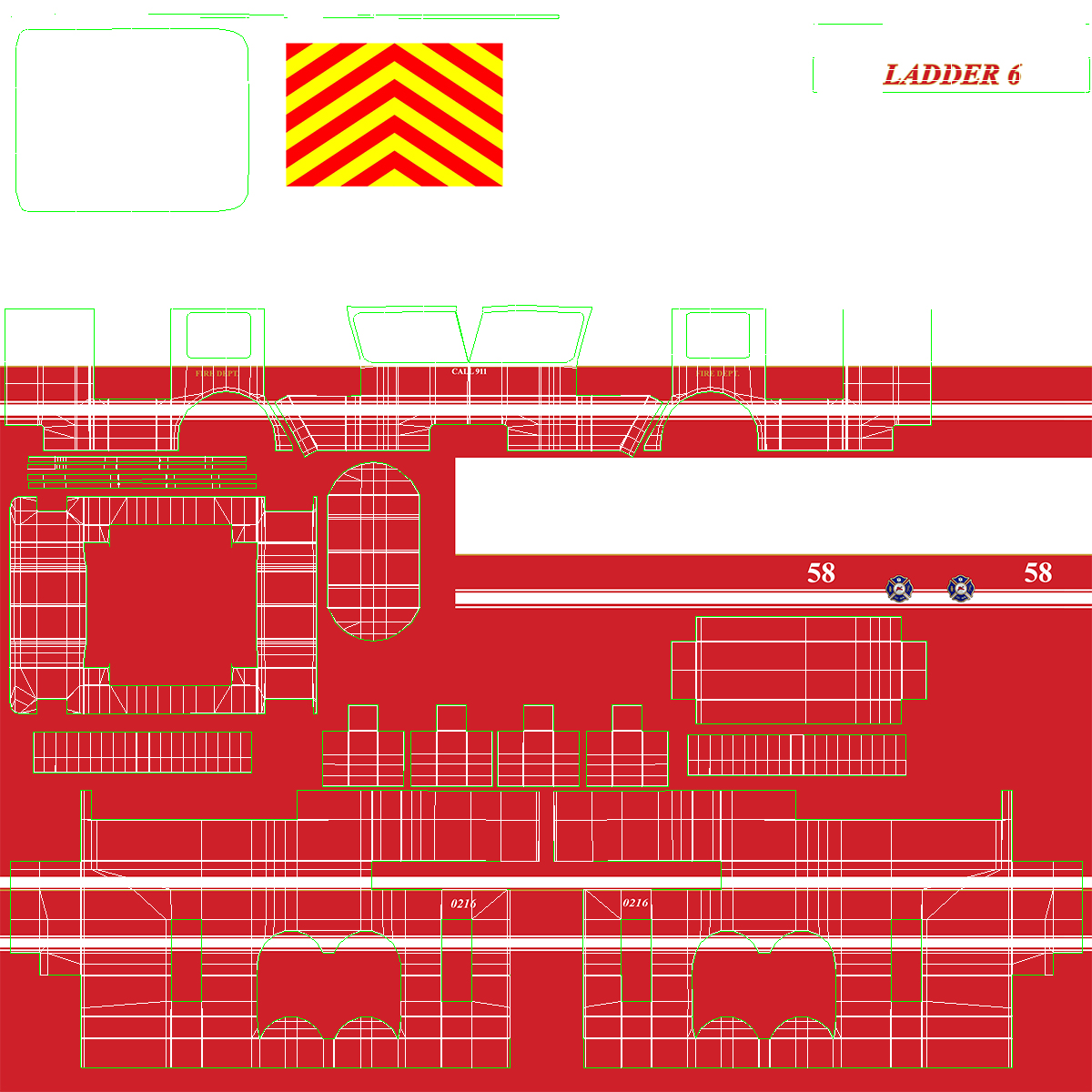 Rear Mount Ladder Fire Truck Rigged for Cinema 4D 3D model