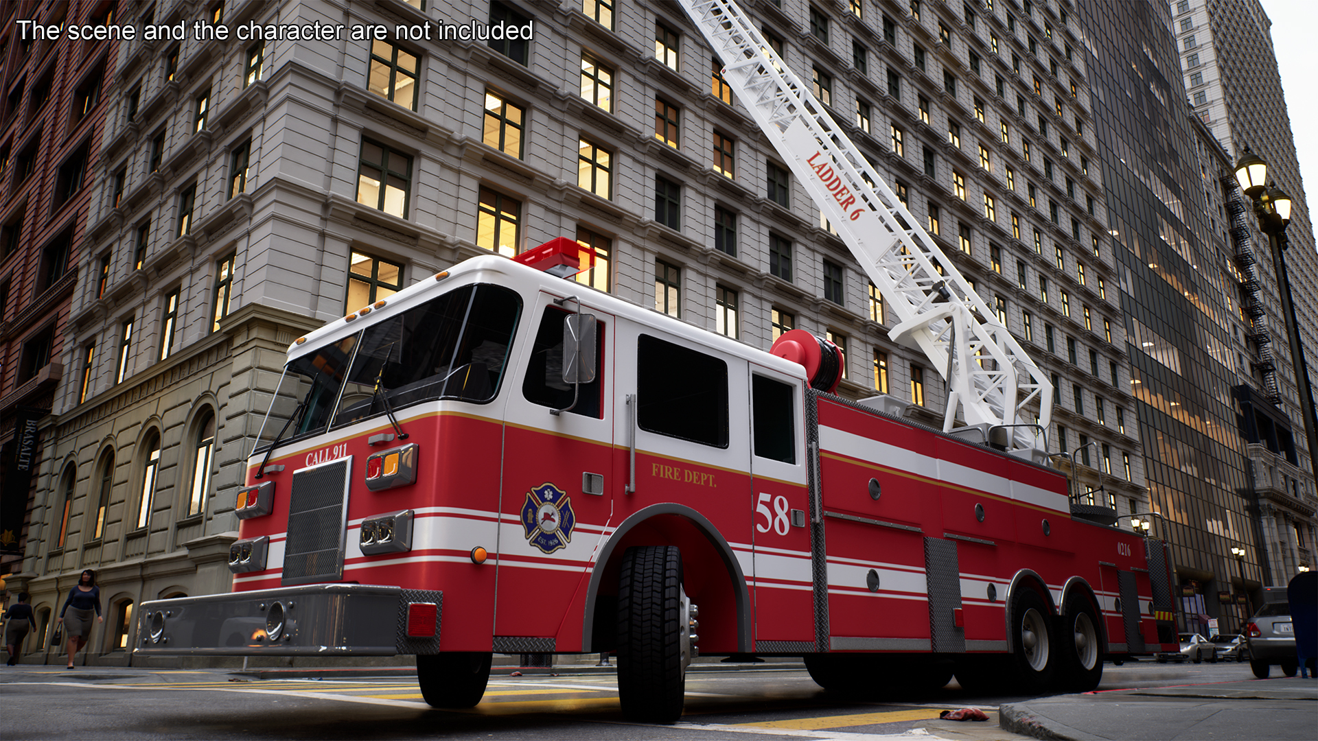 Rear Mount Ladder Fire Truck Rigged for Cinema 4D 3D model