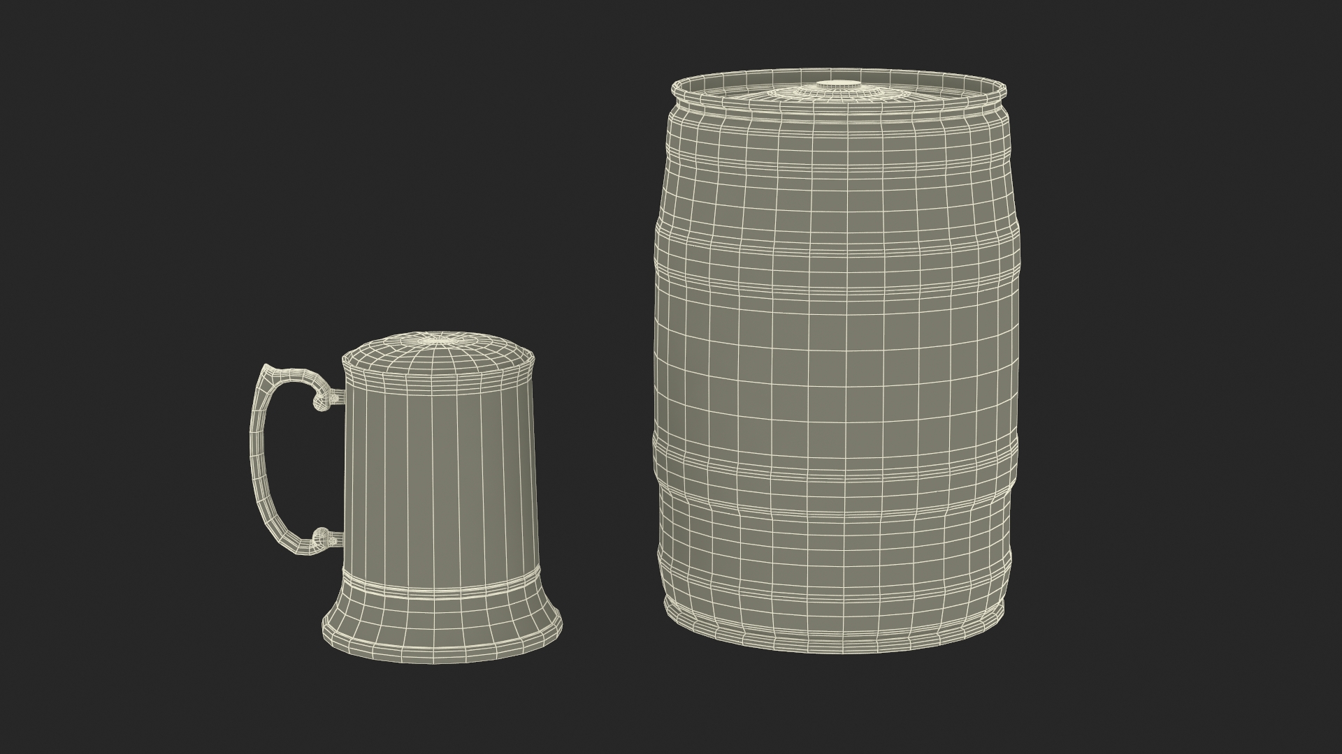 Beer Keg with Mug Mockup 3D model