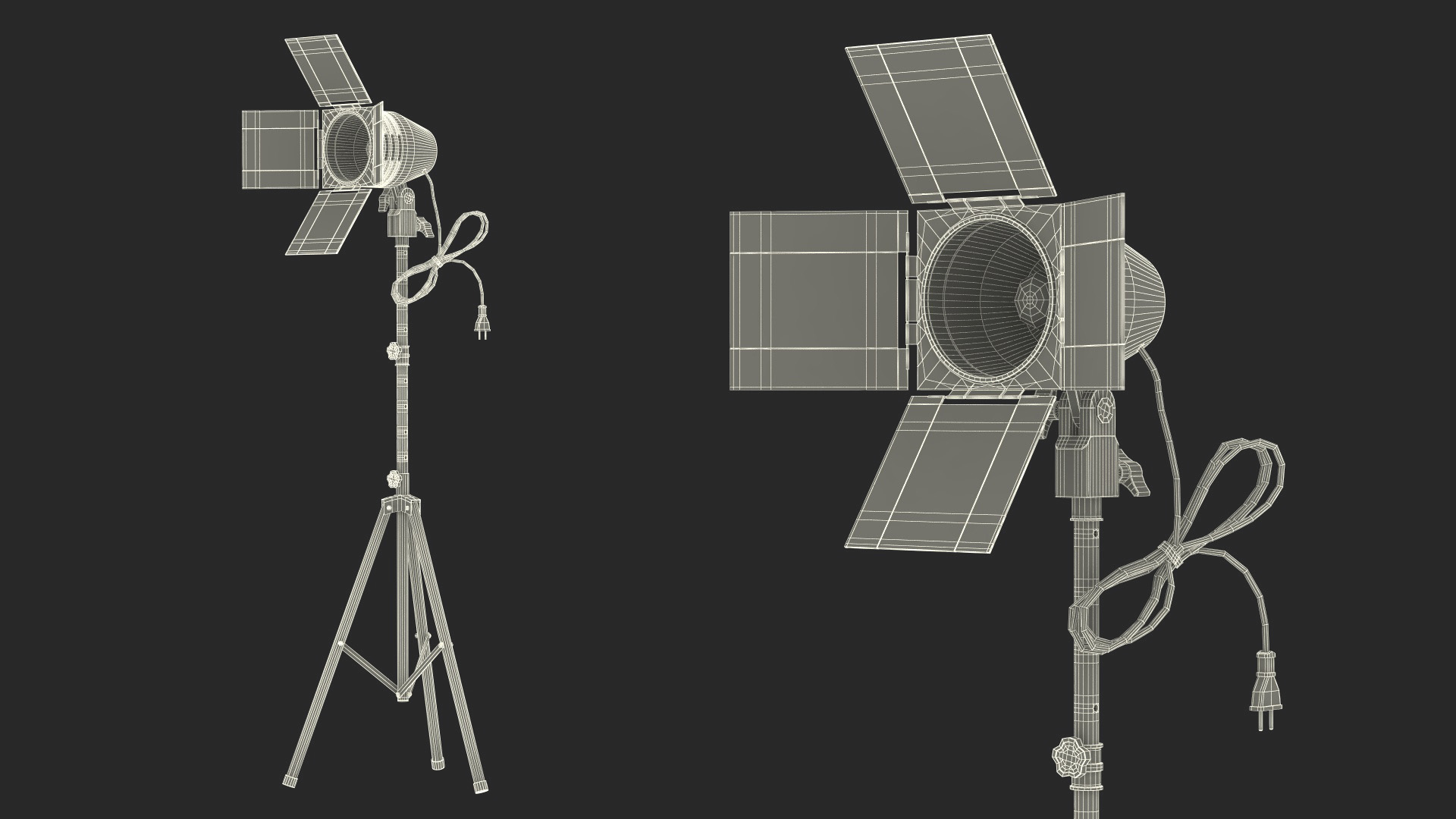 3D model Vintage Studio Spotlight on Tripod Stand