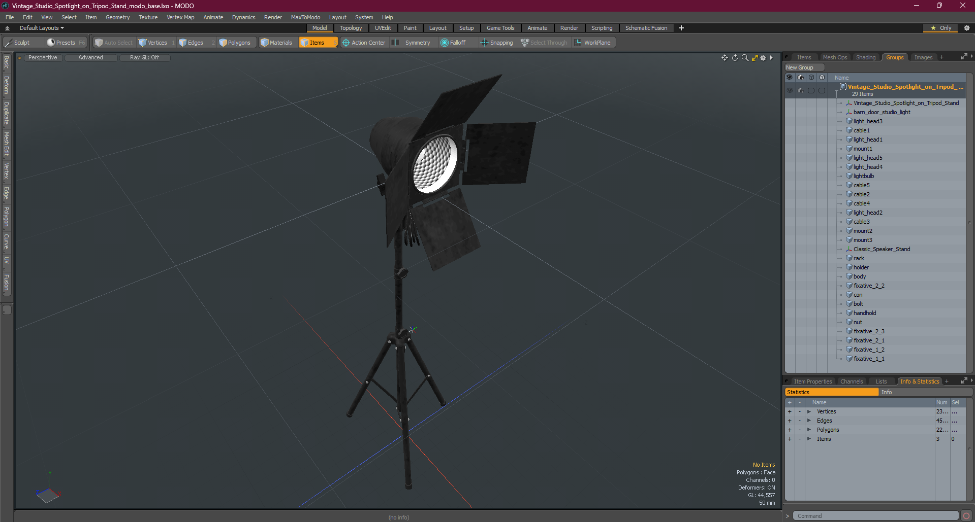 3D model Vintage Studio Spotlight on Tripod Stand