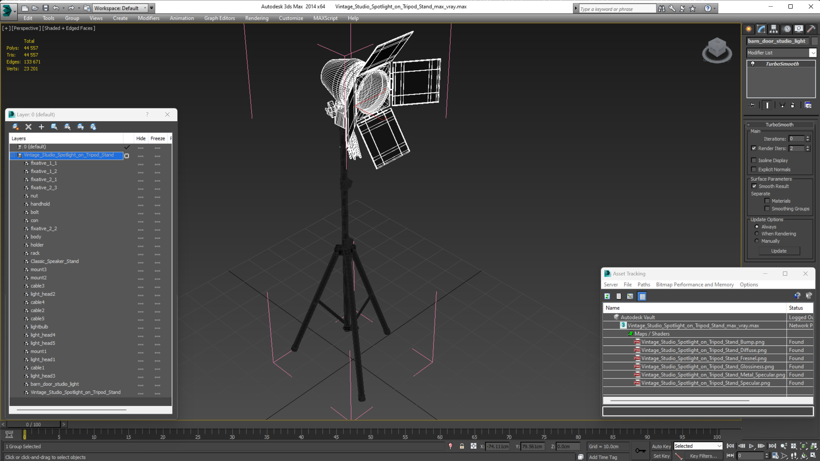 3D model Vintage Studio Spotlight on Tripod Stand