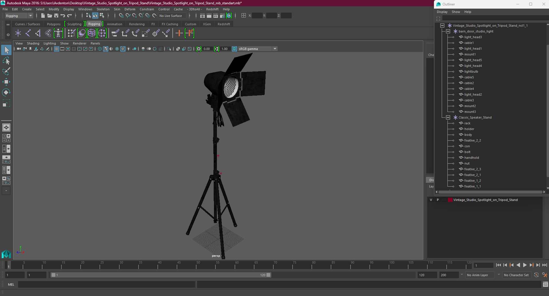 3D model Vintage Studio Spotlight on Tripod Stand