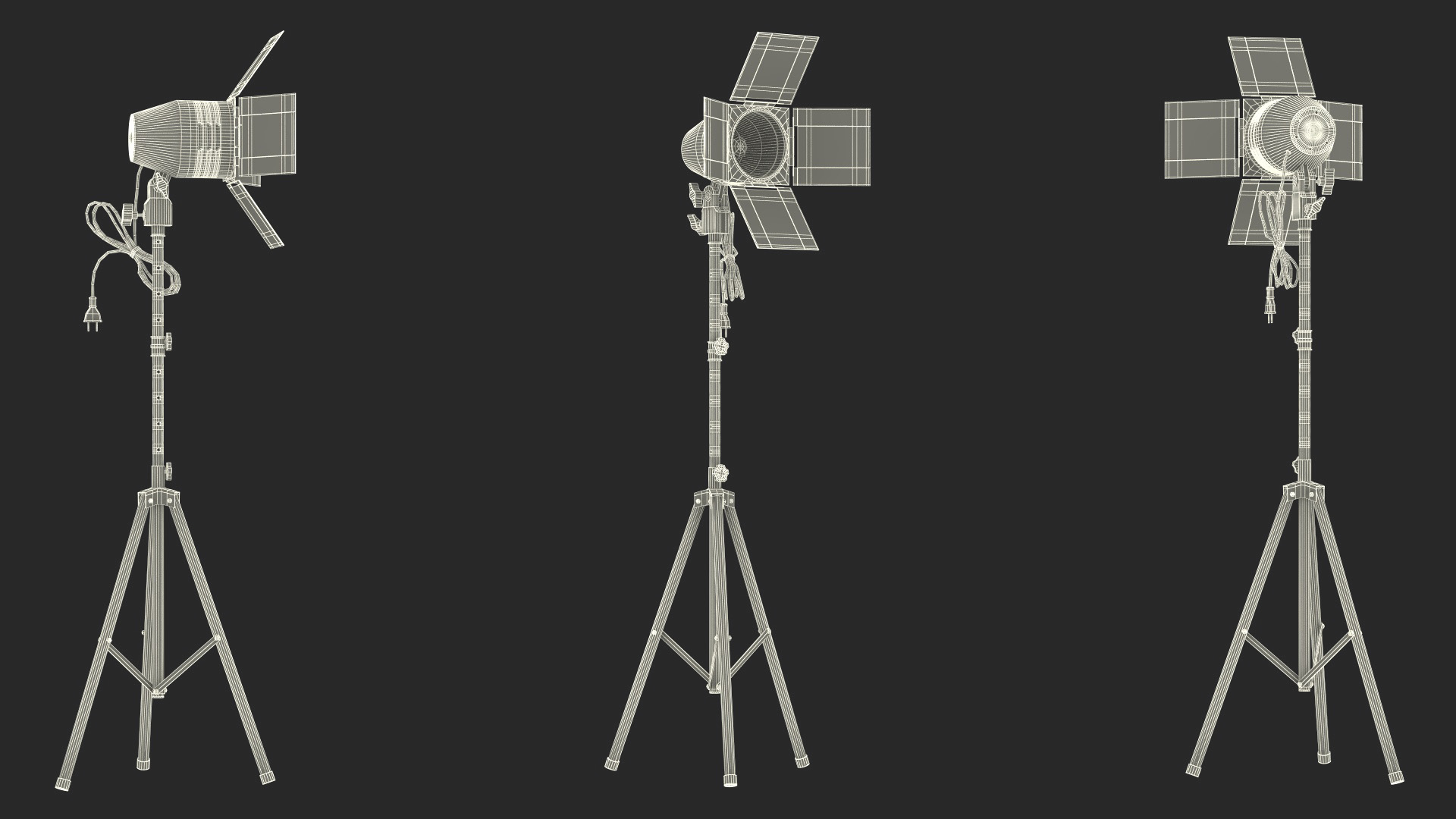 3D model Vintage Studio Spotlight on Tripod Stand