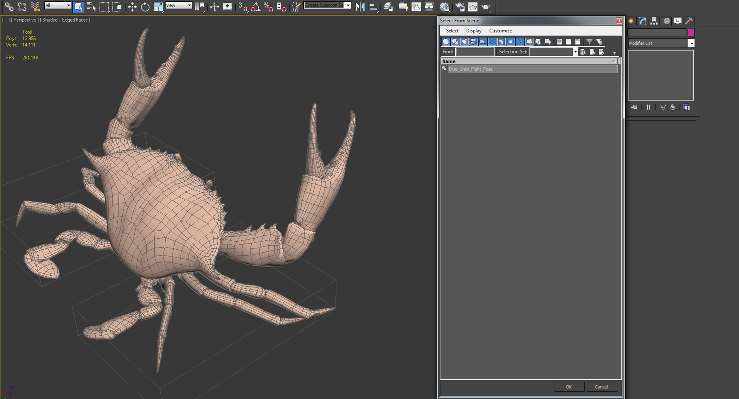 3D model Blue Crab Fight Pose