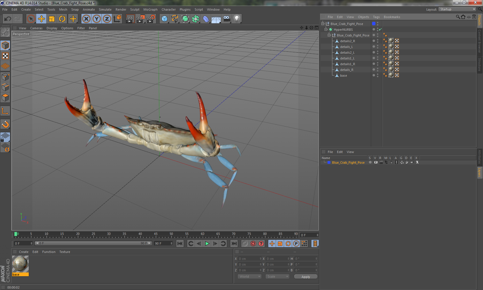 3D model Blue Crab Fight Pose