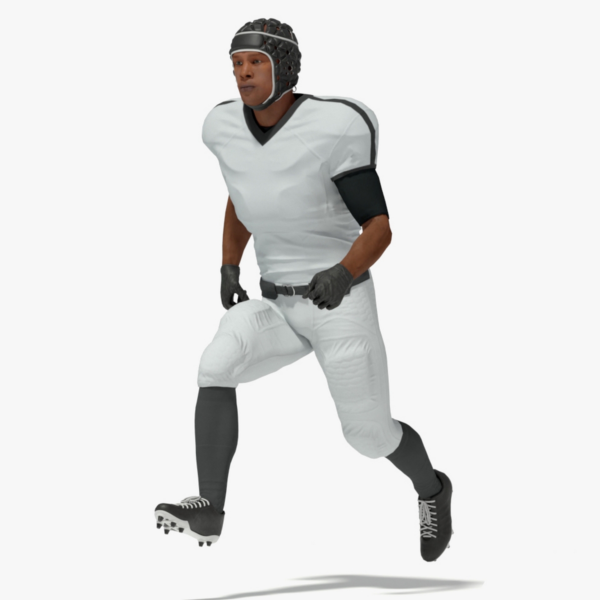 3D Uniform Black Man Football Player with Rugby Helmet Rigged model