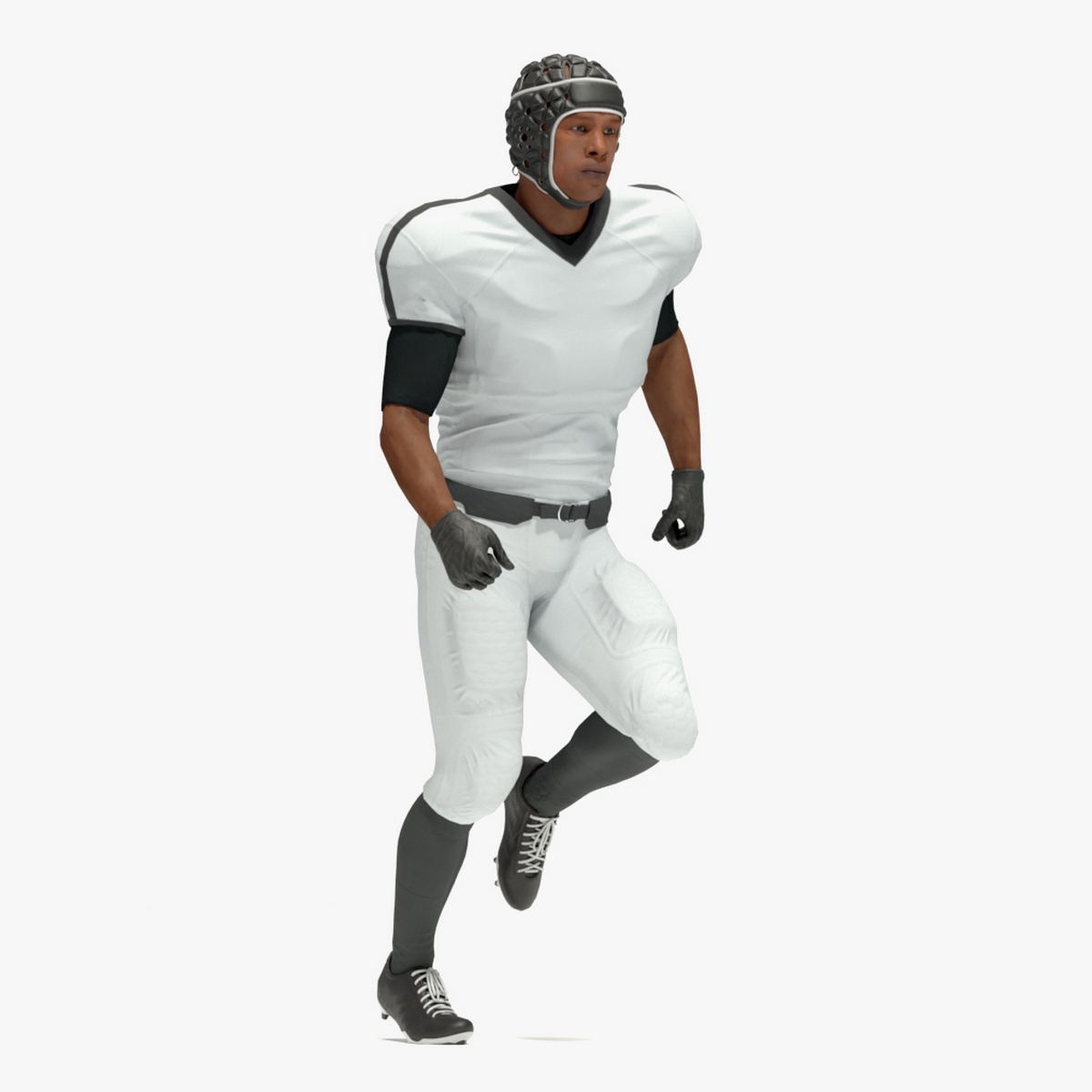3D Uniform Black Man Football Player with Rugby Helmet Rigged model