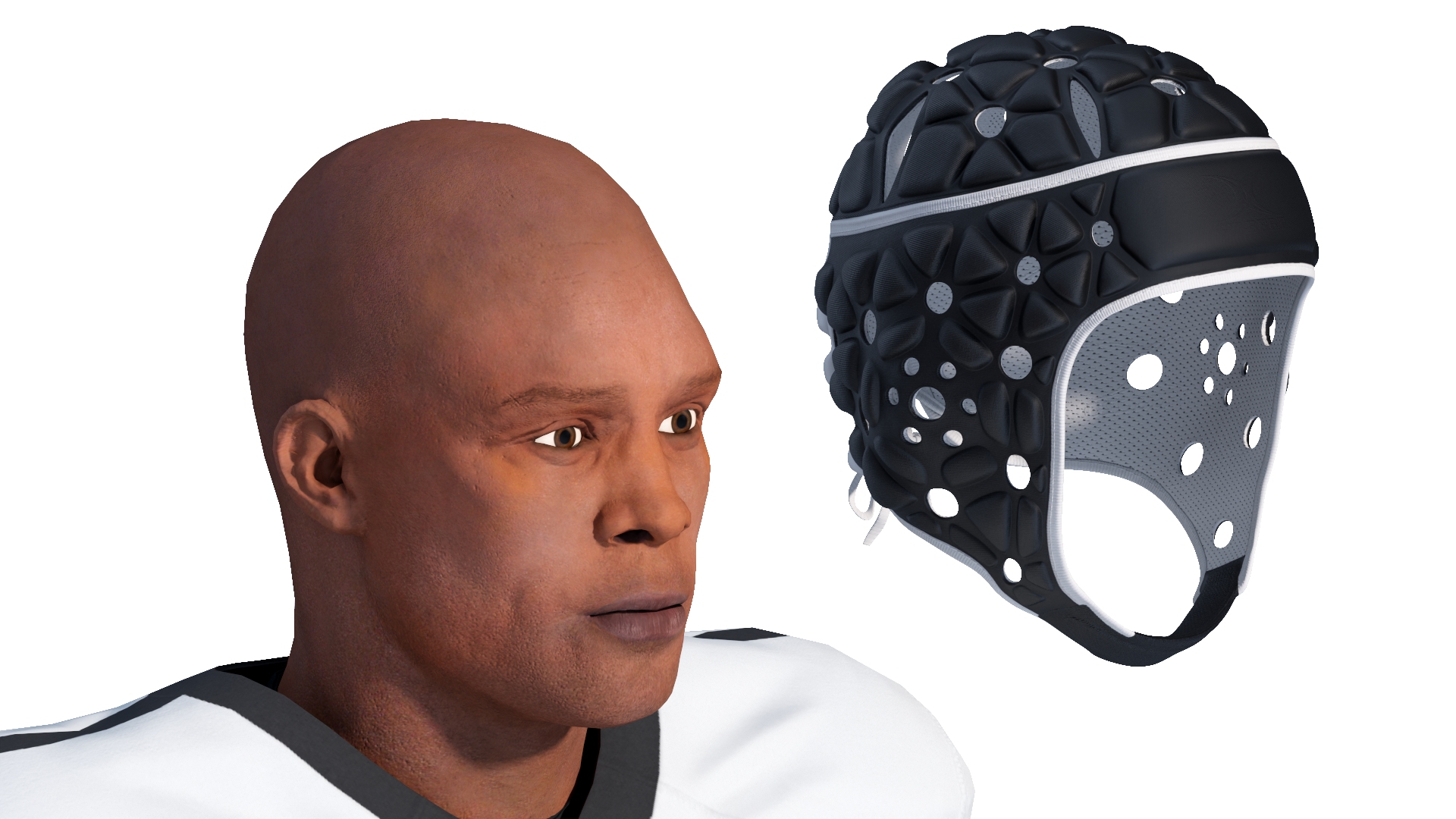 3D Uniform Black Man Football Player with Rugby Helmet Rigged model