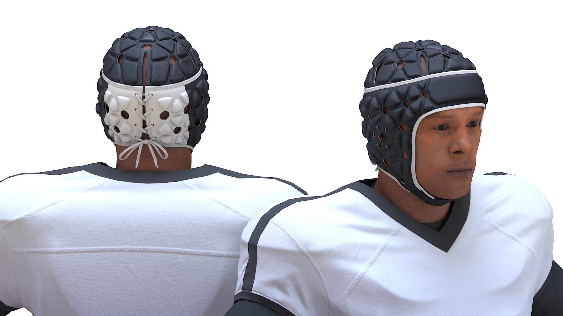 3D Uniform Black Man Football Player with Rugby Helmet Rigged model